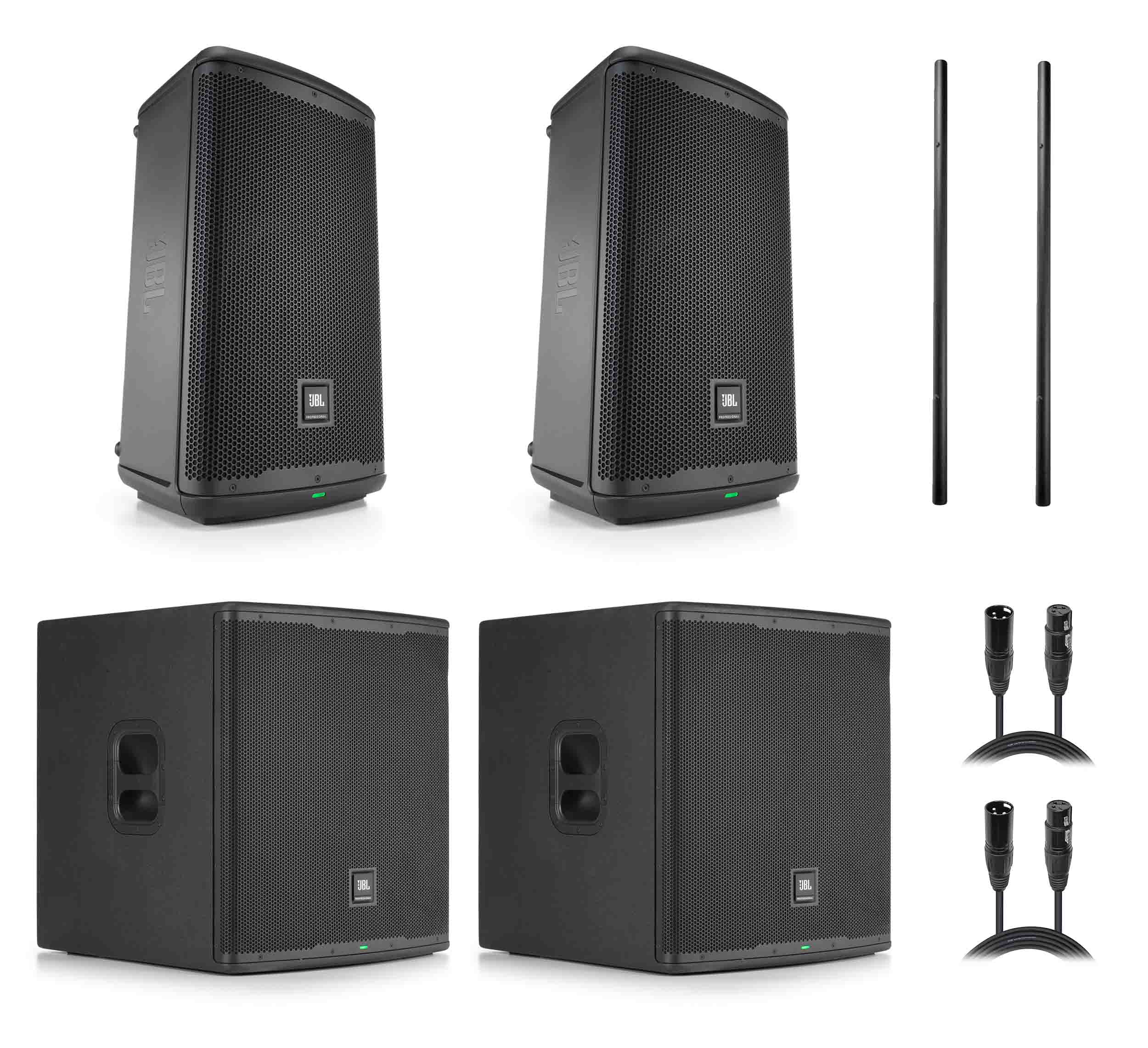 JBL EON710 PA Speaker Package with EON718S Powered Subwoofer, Speaker Pole and Mic Cable by JBL