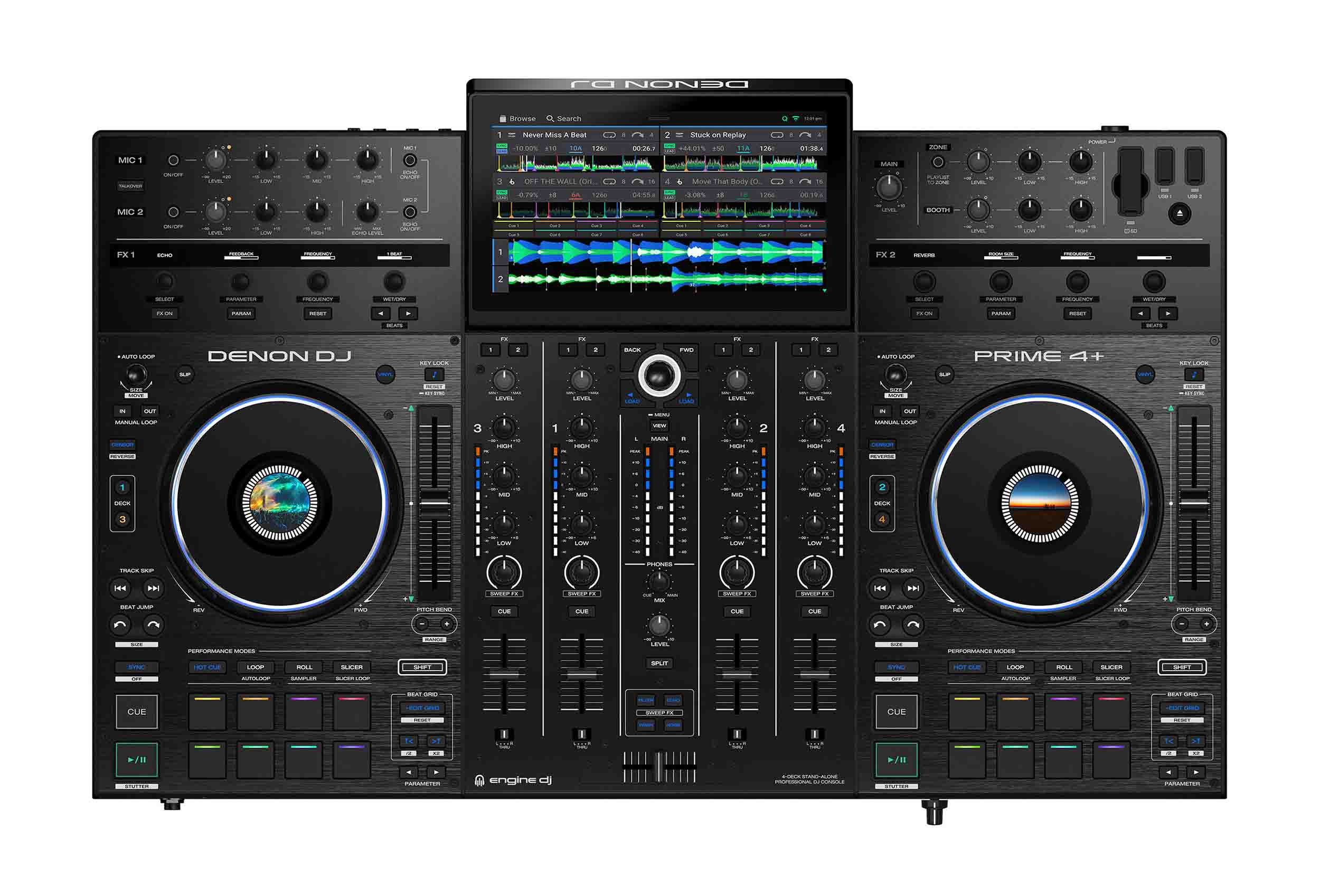 Denon DJ Prime4+, 4-Deck Standalone DJ System with 10-inch Touchscreen by Denon DJ