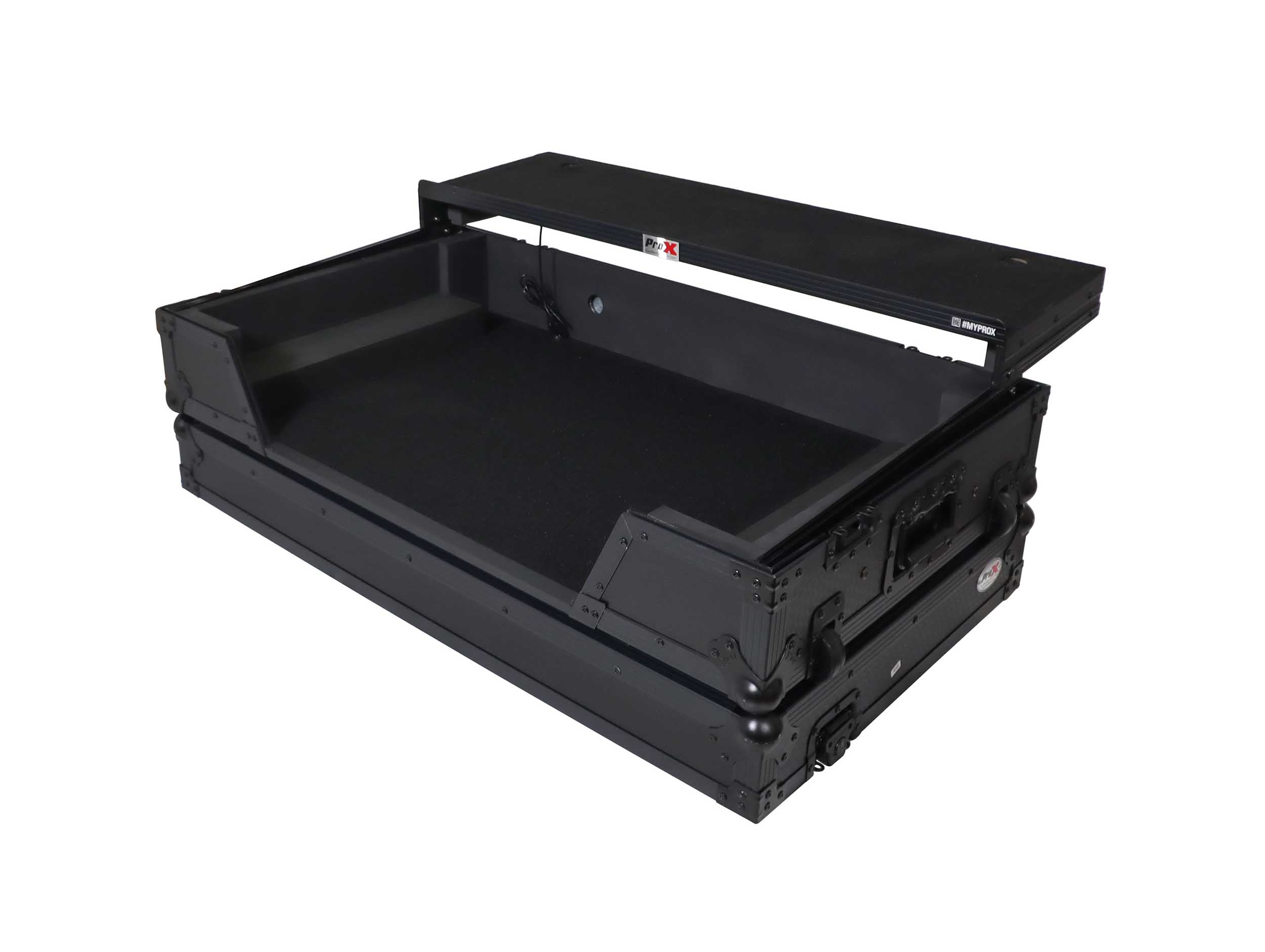 ProX XS-XDJAZWLTBLLED ATA Flight Case for Pioneer XDJ-AZ DJ Controller with Laptop Shelf 1U Rack Space, Wheels, and LED - Black by ProX Cases