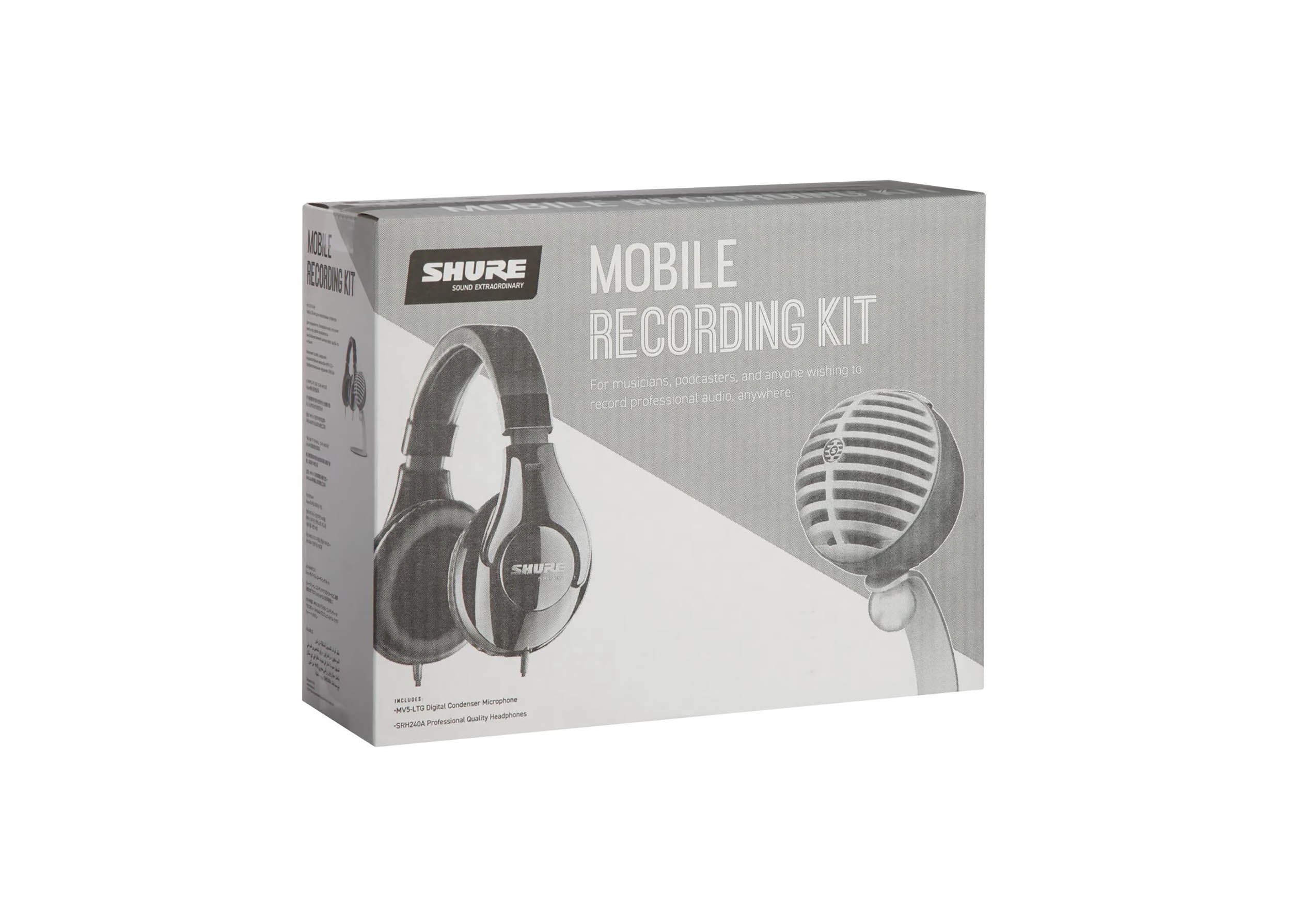 Shure Mobile Recording DJ Package with SRH240A Headphones and MV5 Microphone Including Lightning and USB Cables by Shure