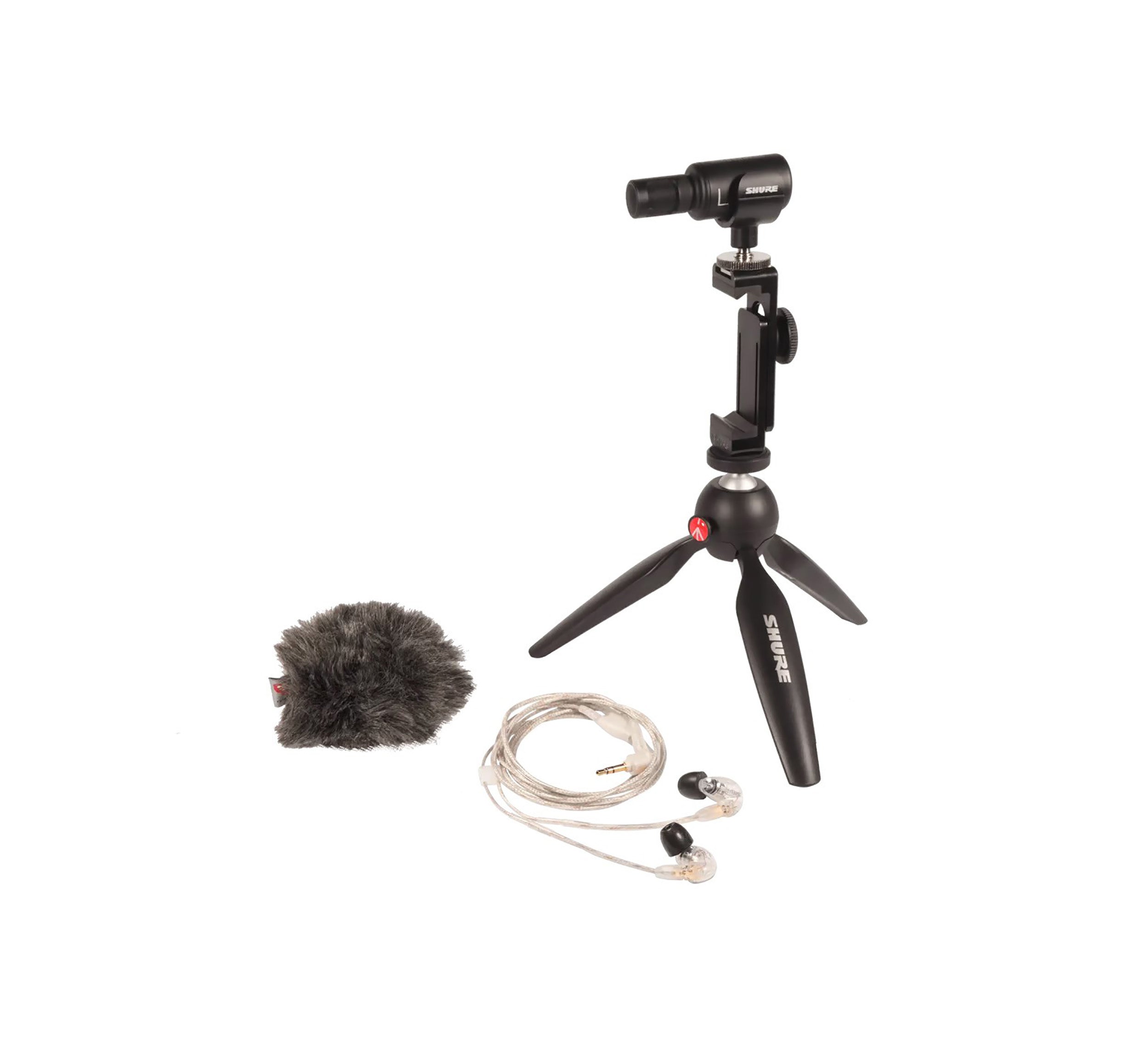 Shure Portable Videography DJ Package with MV88+ Video Kit with Condenser Microphone, SE215 Earphones and Windjammer by Shure
