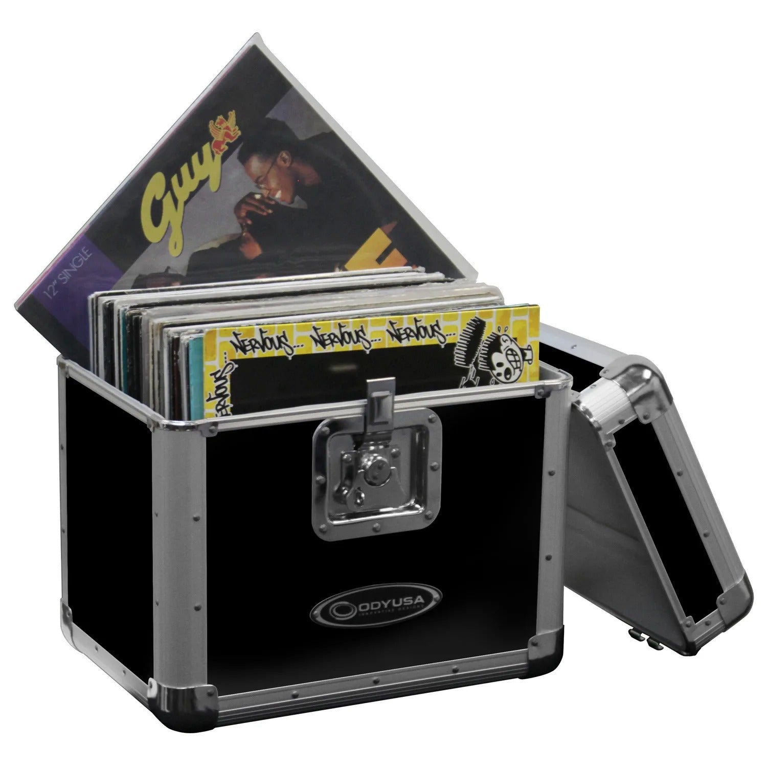 B-Stock Scratch & Dent: Odyssey KLP2BLK, KROM Series Black Stackable Record / Utility Case for 70 12″ Vinyl Records And LPs by Odyssey