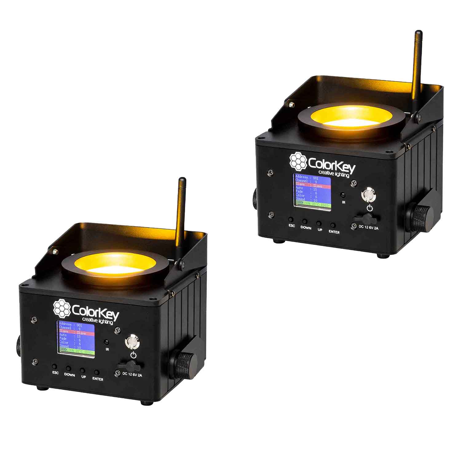 Colorkey CKU-7050, 2 Pack of AirPar COB QUAD Wireless Battery Powered Chip-on-Board Wash Light by ColorKey