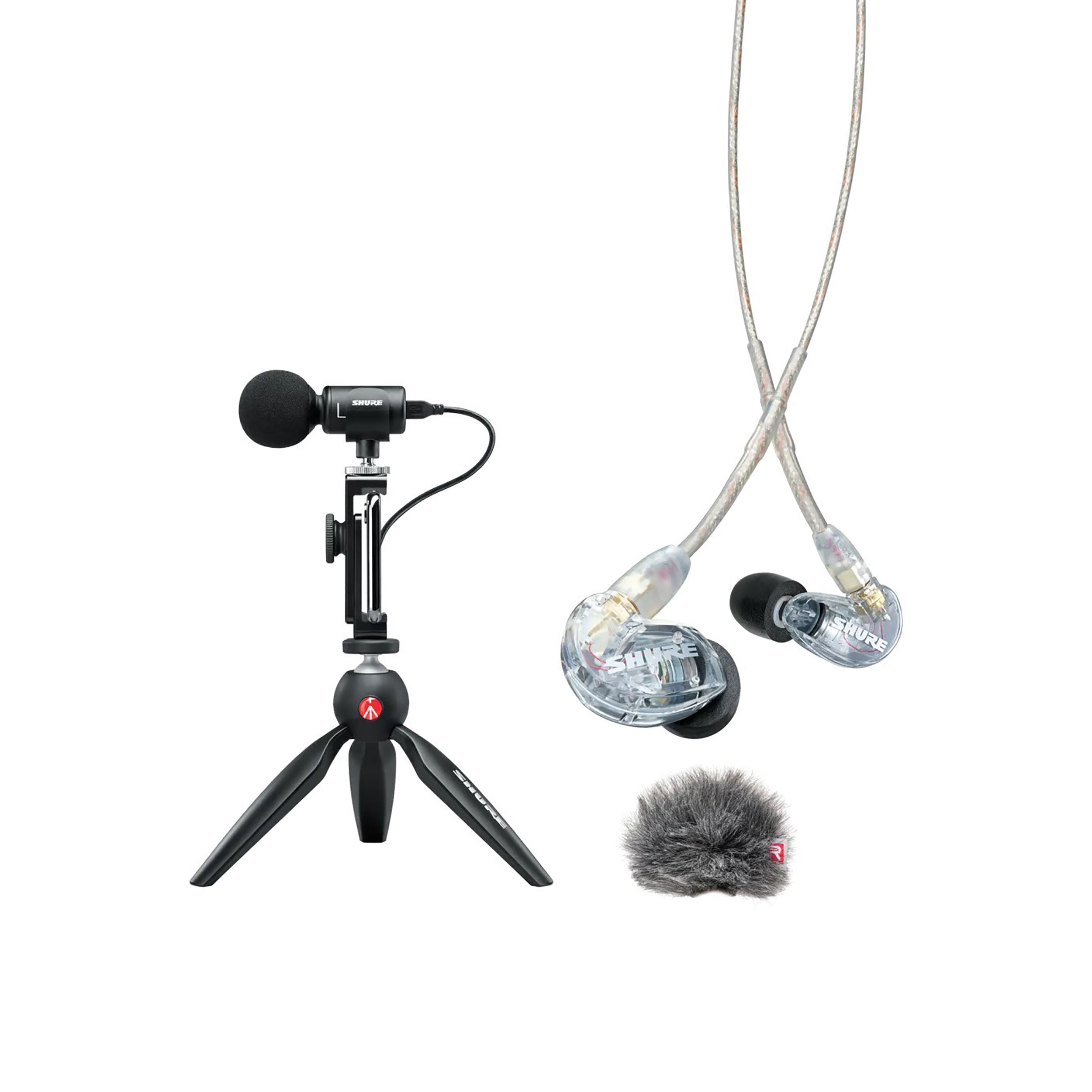 Shure Portable Videography DJ Package with MV88+ Video Kit with Condenser Microphone, SE215 Earphones and Windjammer by Shure