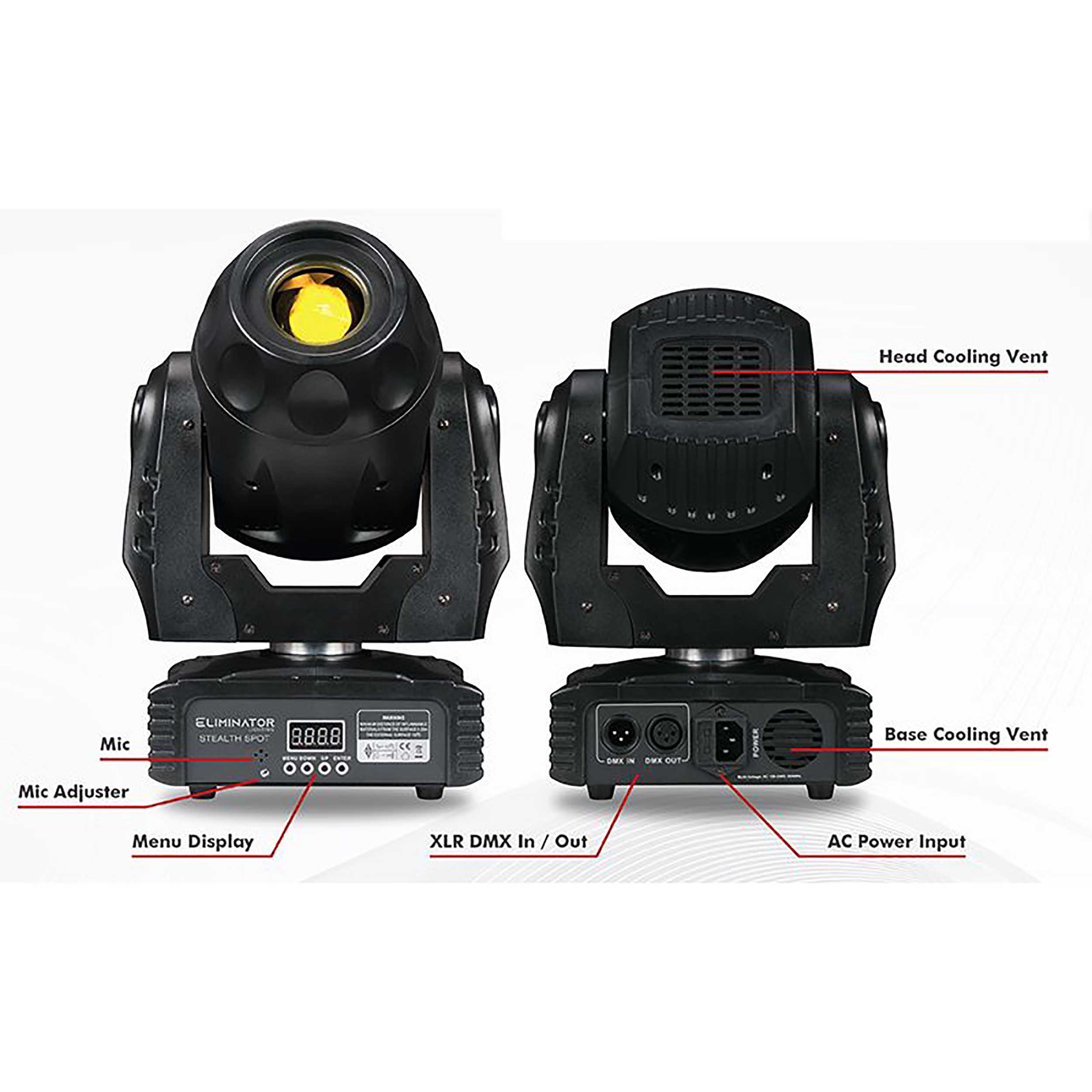 Eliminator Lighting Stealth Spot, 60 Watt LED Spot Moving Head with Wired Digital Communication Network by Eliminator Lighting