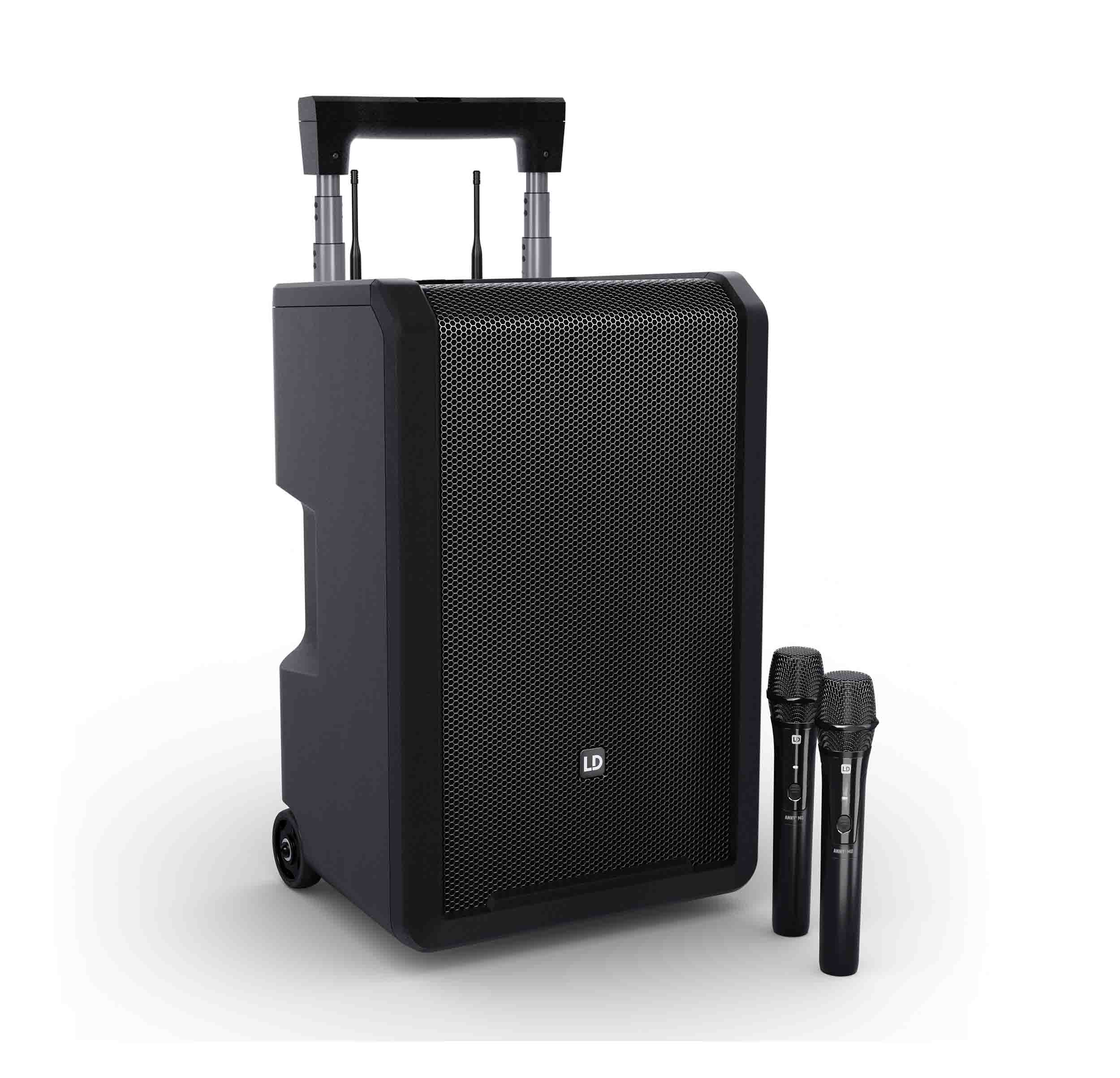 LD System ANNY 10 HHD 2 B5.1, 10" Portable Battery-Powered Bluetooth PA System with Mixer and 2x Wireless Handheld Microphones by LD Systems