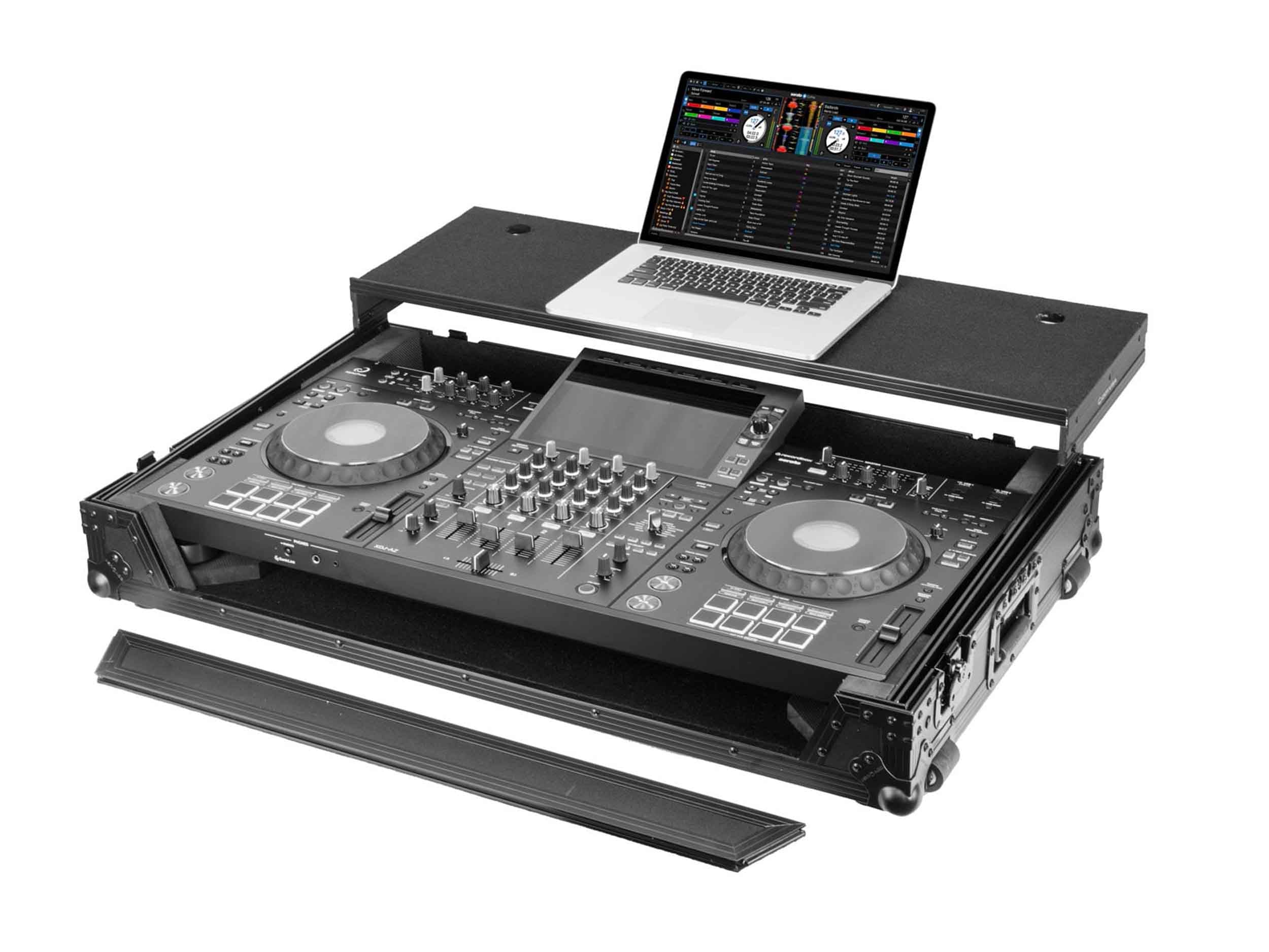 Odyssey FZGSXDJAZWBL Flight Case for AlphaTheta XDJ-AZ Black Label with Glide Style Laptop Platform and Wheels by Odyssey