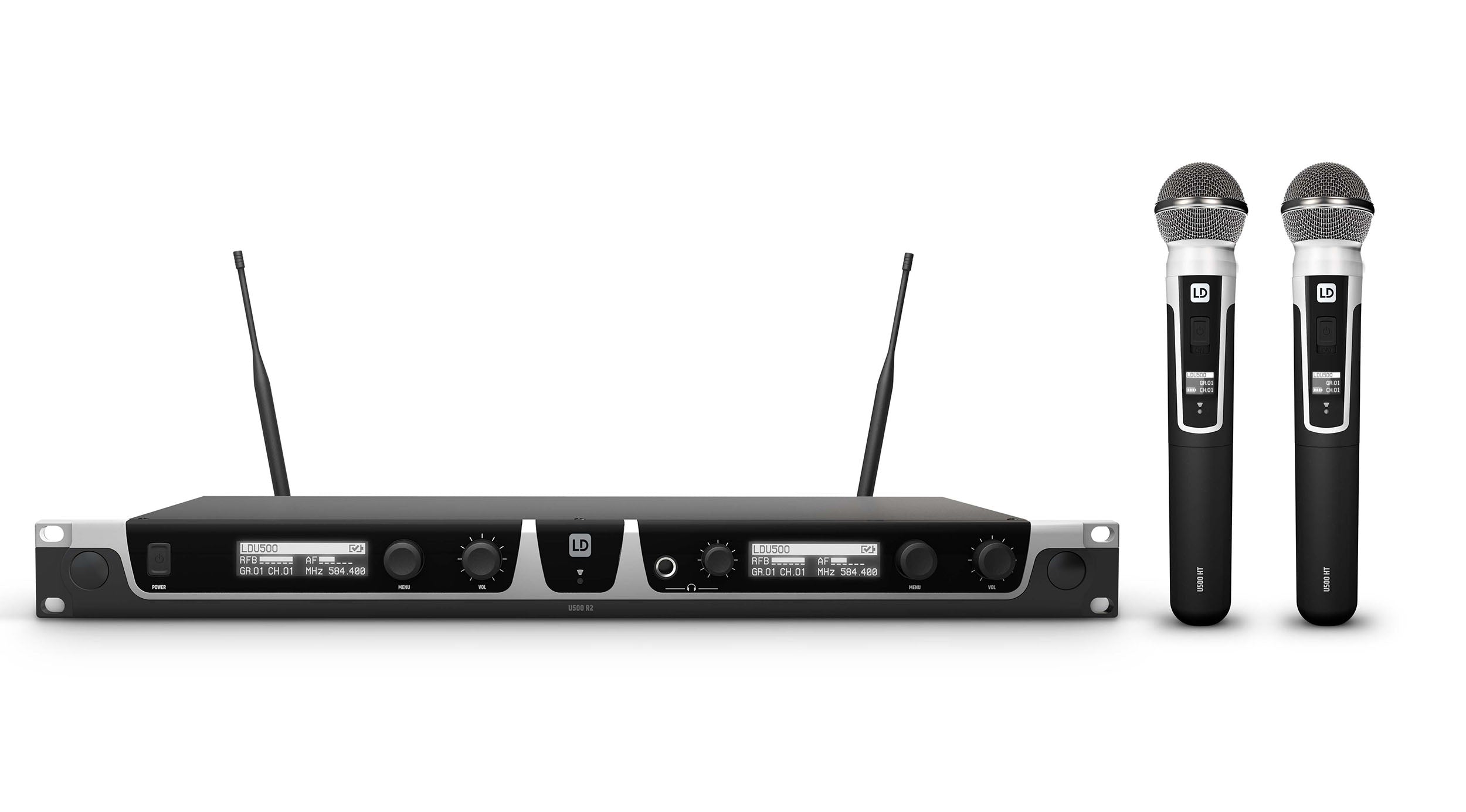 LD Systems U504.7 HHD 2 US, Dual - Wireless Microphone System with 2 x Dynamic Handheld Microphone - 470 - 490 MHz by LD Systems