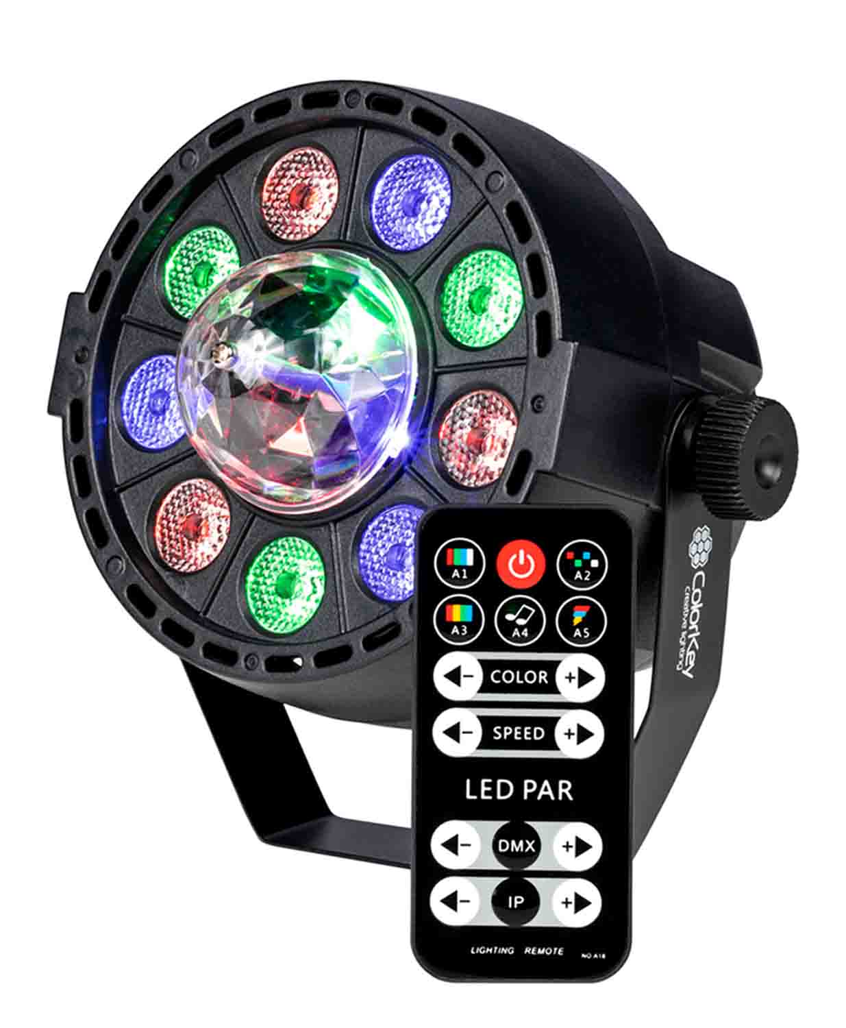 Colorkey CKU-1080 Party Light FX Compact LED Wash Light with Motorized RGB Party Bulb Effect by ColorKey