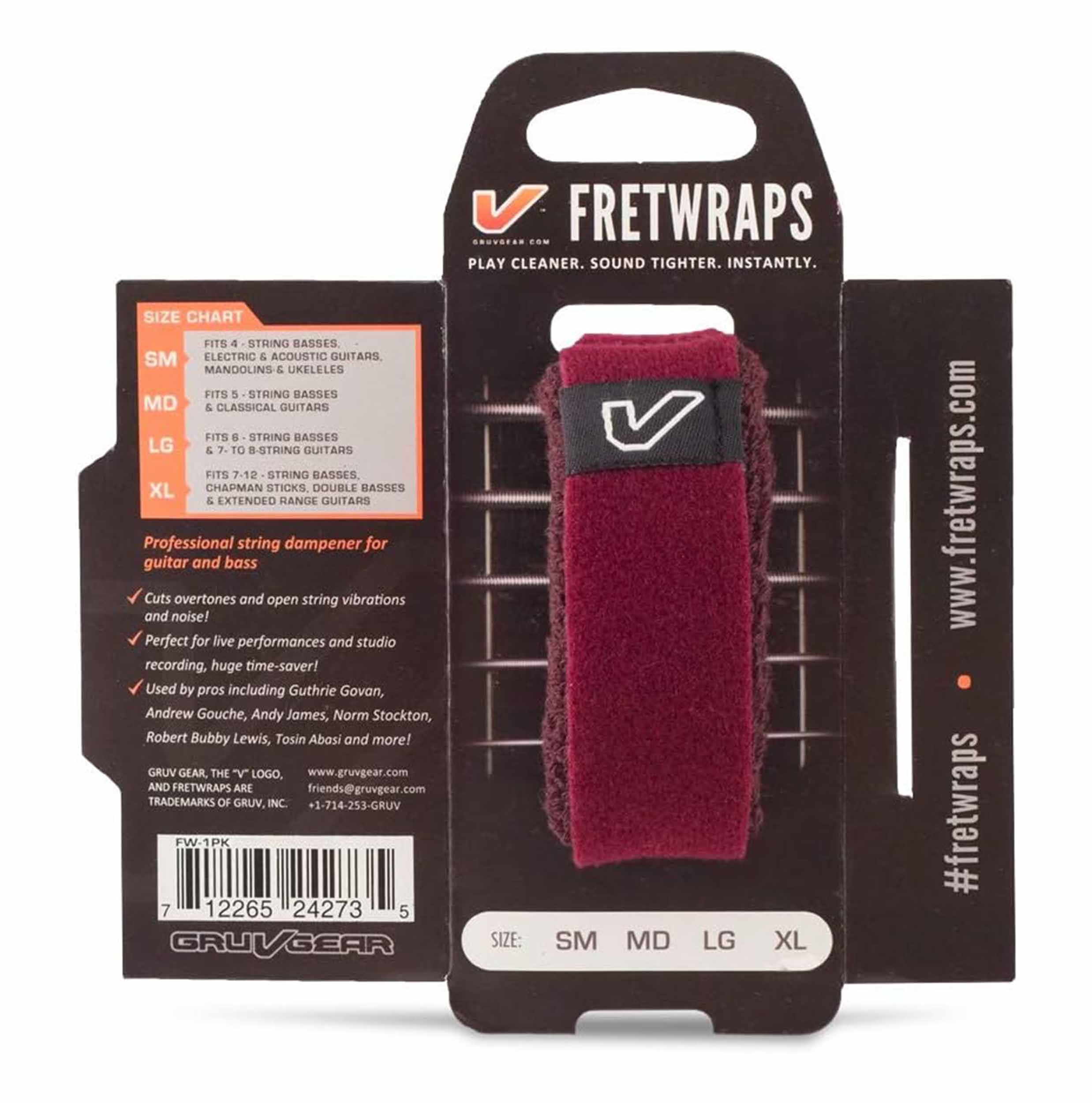 Gruv Gear FW-1PK-BGY-SM FretWraps HD 'Wine' String Muters Single Pack - Small Burgundy by Gruv Gear