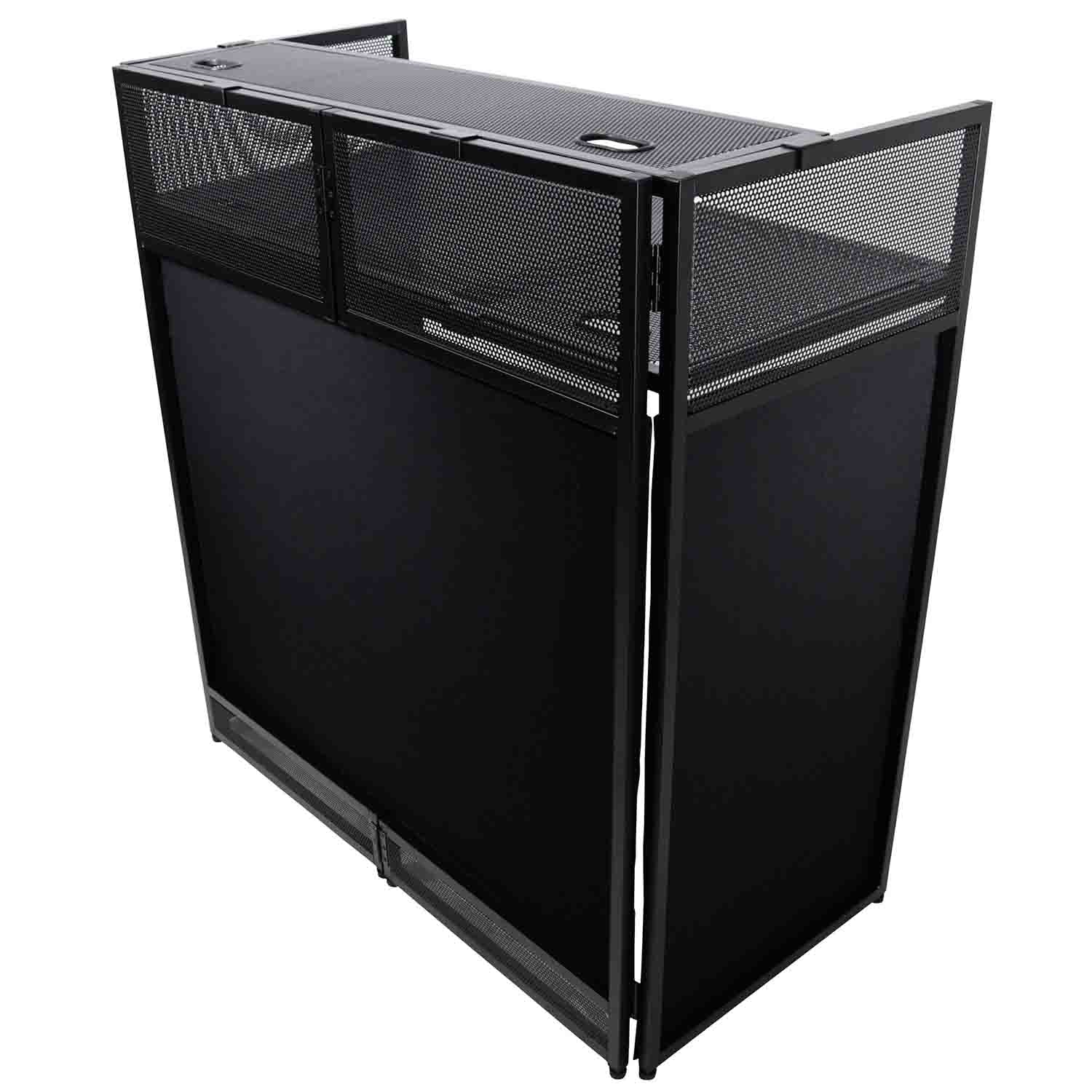 ProX XF-VISTA BL MK2, VISTA DJ Booth Façade Table Station with White/Black Scrim kit and Padded Travel Bag by ProX Cases
