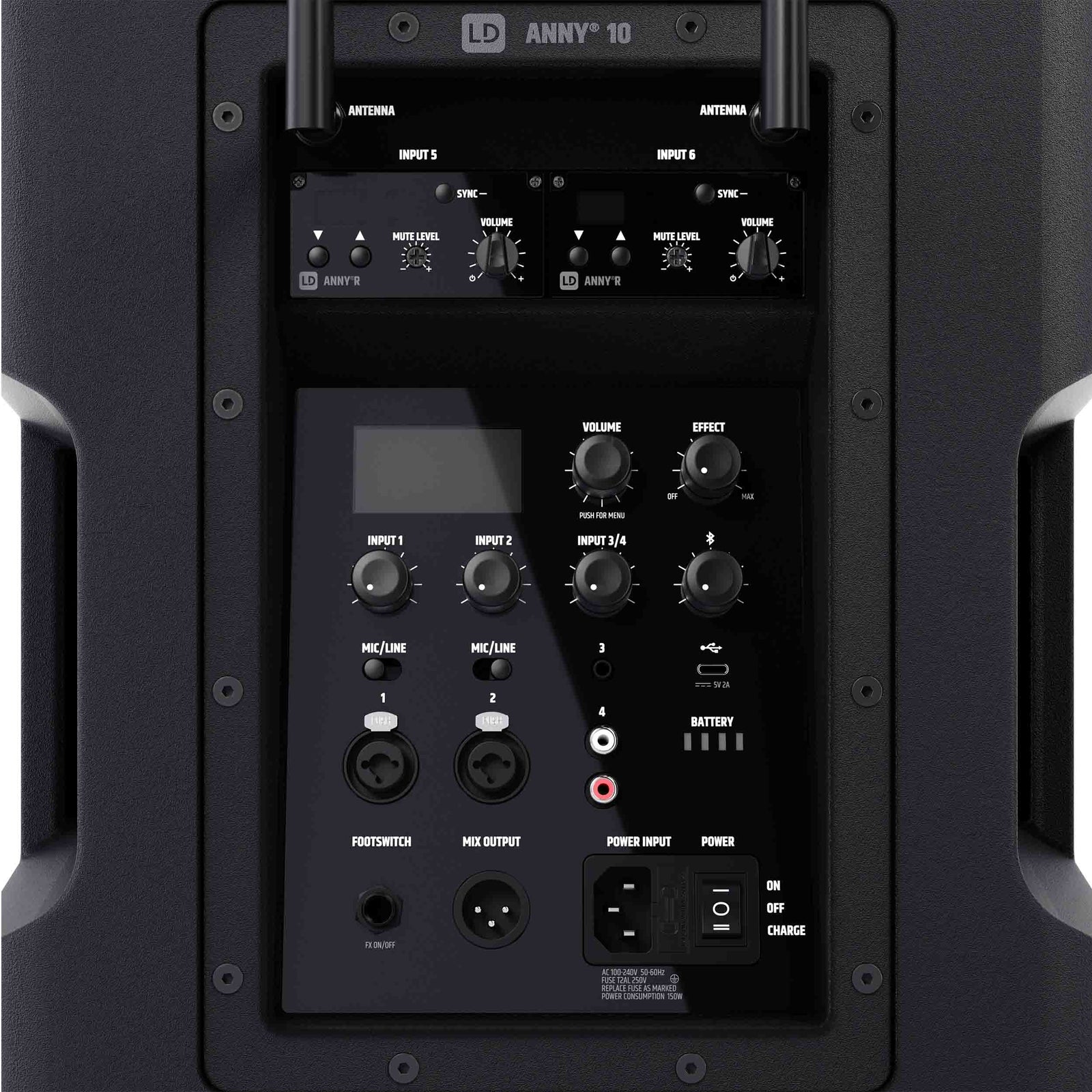 LD System ANNY 10 HHD 2 B5.1, 10" Portable Battery-Powered Bluetooth PA System with Mixer and 2x Wireless Handheld Microphones by LD Systems