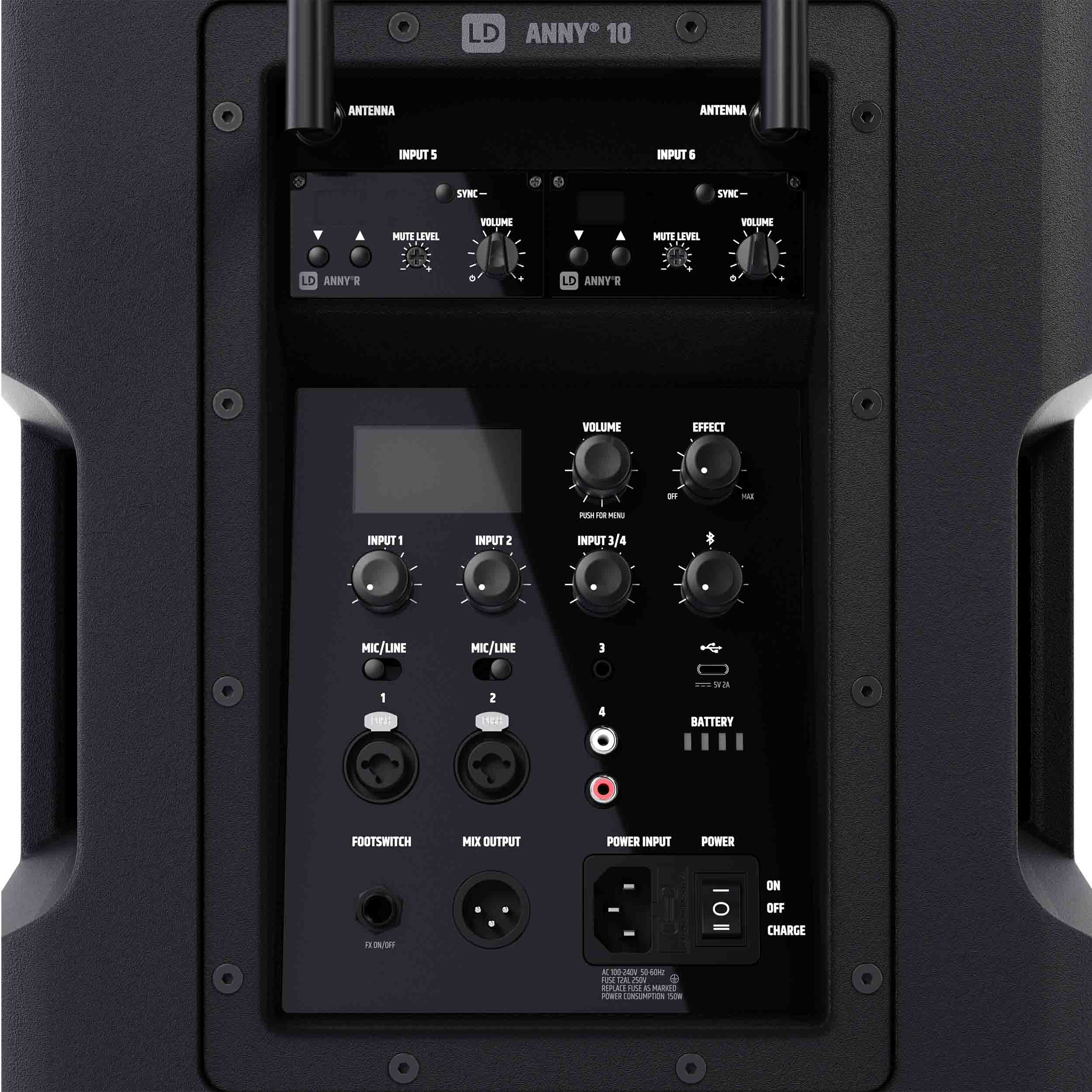 LD System ANNY 10 HHD 2 B5.1, 10" Portable Battery-Powered Bluetooth PA System with Mixer and 2x Wireless Handheld Microphones by LD Systems
