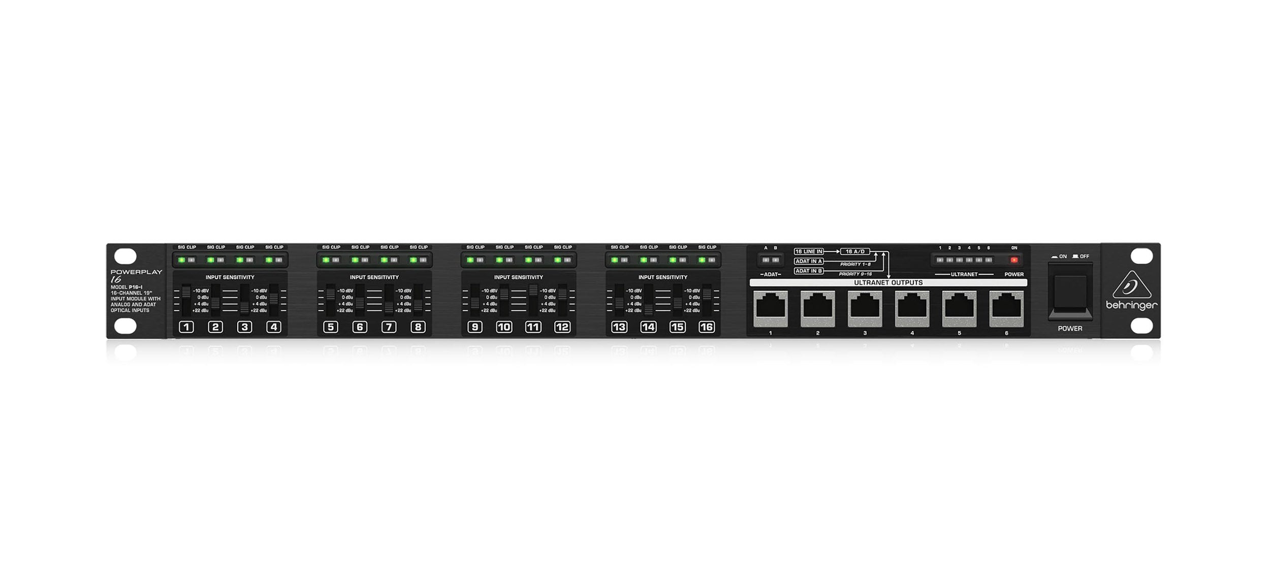 Behringer Powerplay P16-I, 16-Channel 19-Inch Input Module with Analog and ADAT Optical Inputs by Behringer
