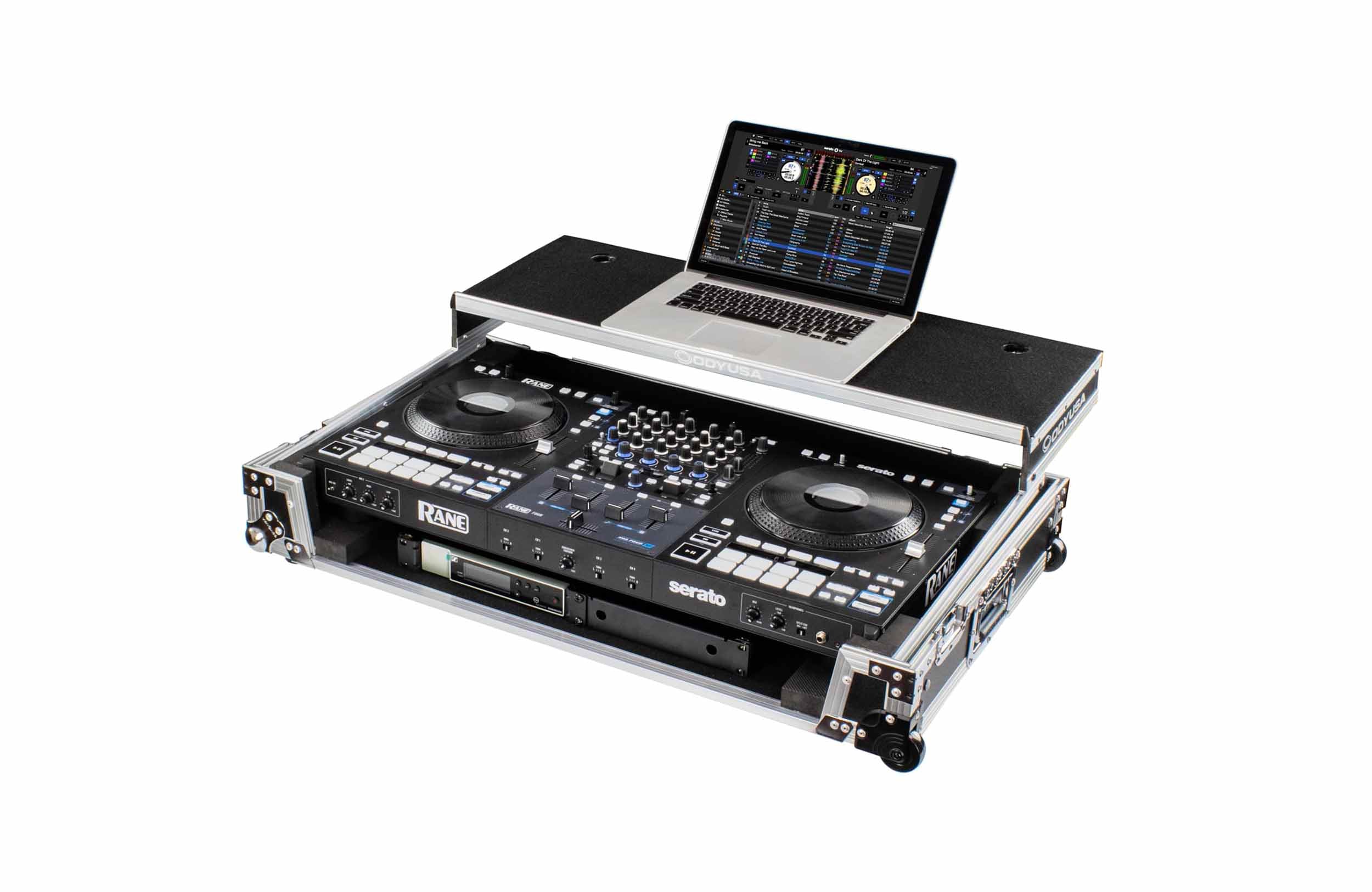 Odyssey FZGSRANE4W1 1U Flight Case with Glide Style Laptop Platform and Wheels for Rane Four Controller by Odyssey