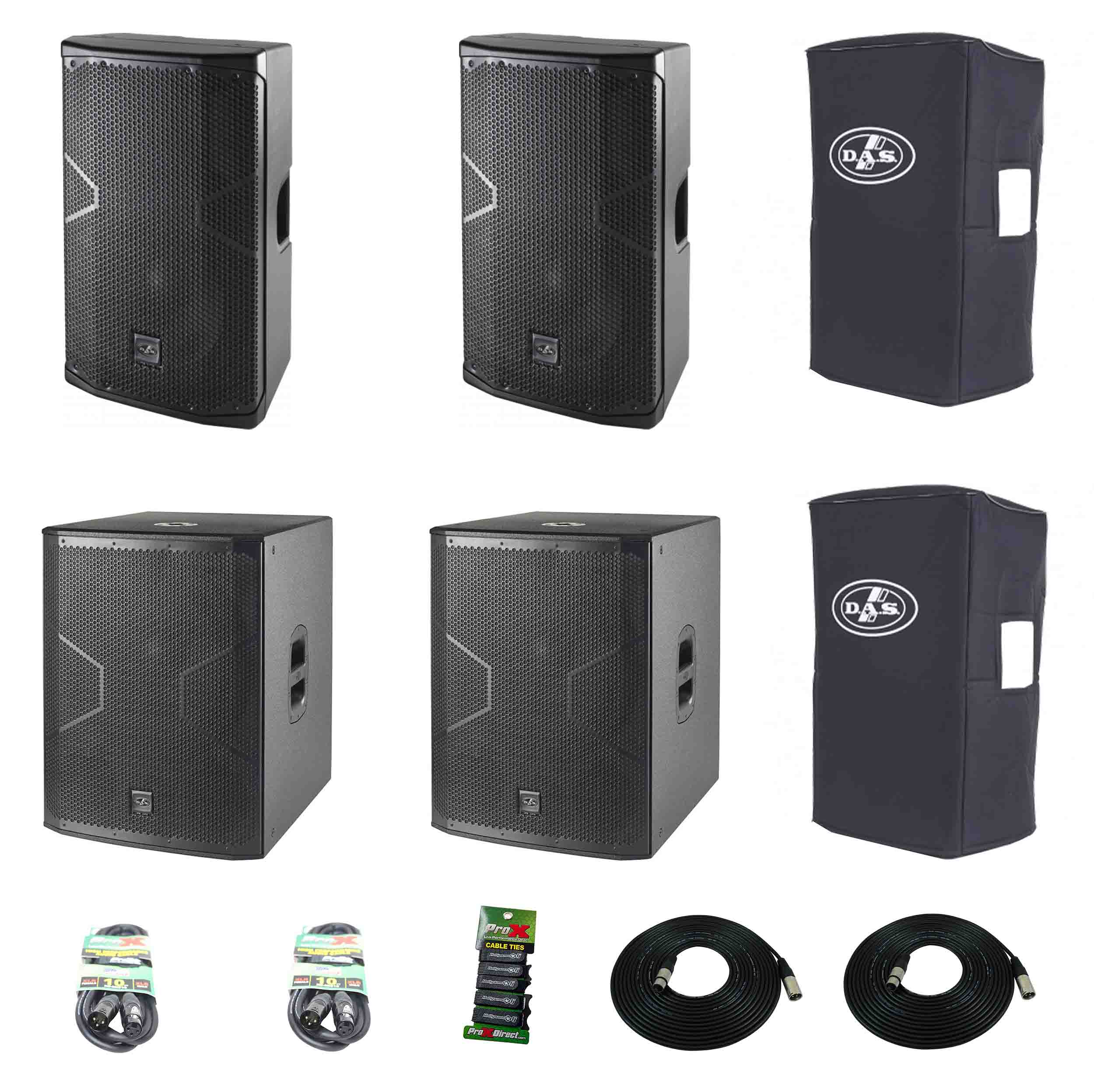 DAS Audio 412ACVRALTEA12718A 12-Inch Powered Speakers DJ Package with Subs by DAS Audio