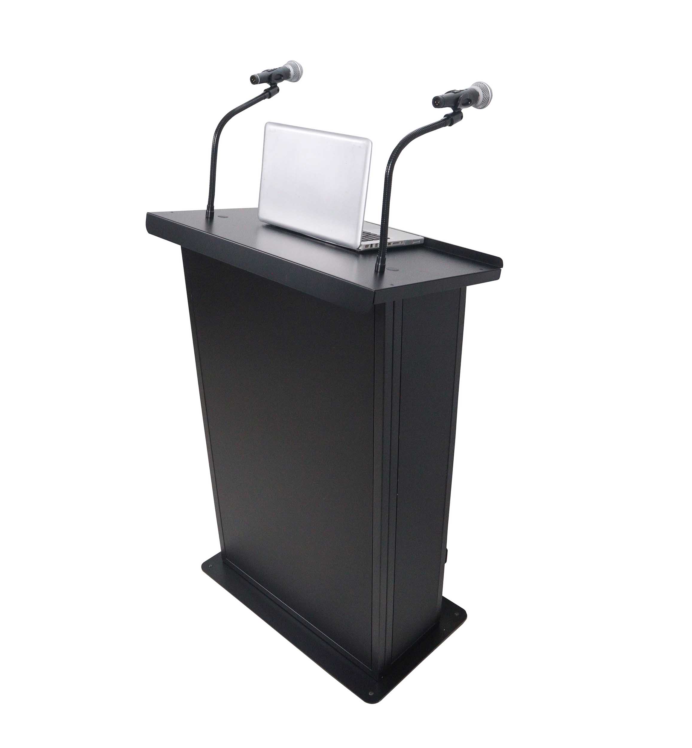 ProX X-MAESTROMEDIABL, Maestro Multi-Media Lectern Podium for LED Flatscreen TVs up to 32" with 2 Gooseneck Mic Stands - Black by ProX Cases