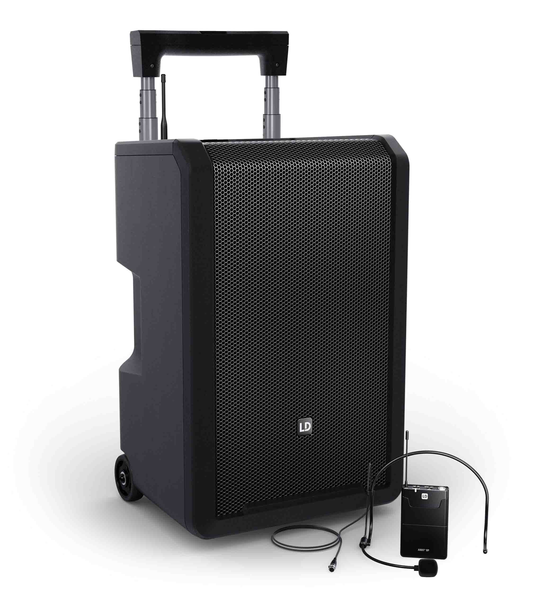 LD System ANNY 10 BPH B4.7, 10" Portable Battery-Powered Bluetooth PA System with Mixer And 1x Headset Microphone Including Bodypack by LD Systems