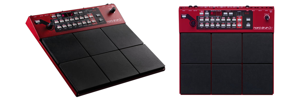 Nord Drum 3P Percussion Synthesizer, angled and top views of the pads - Hollywood DJ