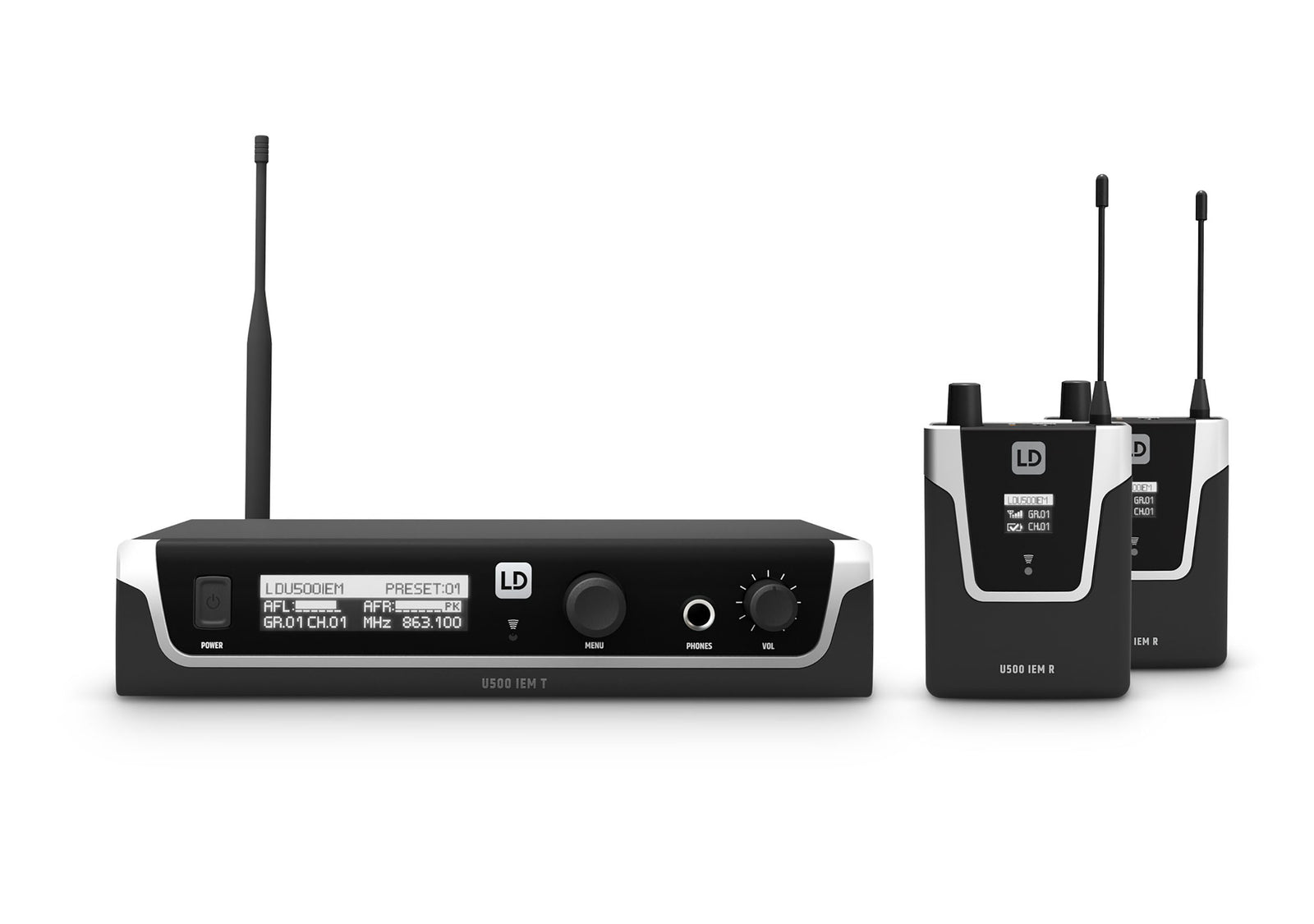 LD Systems U505 IEM BUNDLE, In-Ear Monitoring System with 2 x Bodypack - 584 - 608 MHz by LD Systems