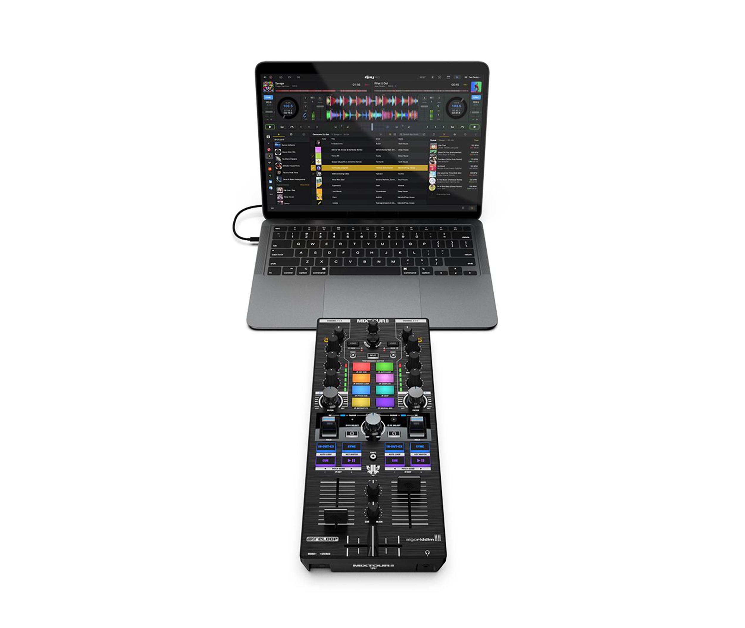 Reloop Mixtour Pro, Portable All-In-One 4-Deck DJ Controller with Audio Interface by Reloop