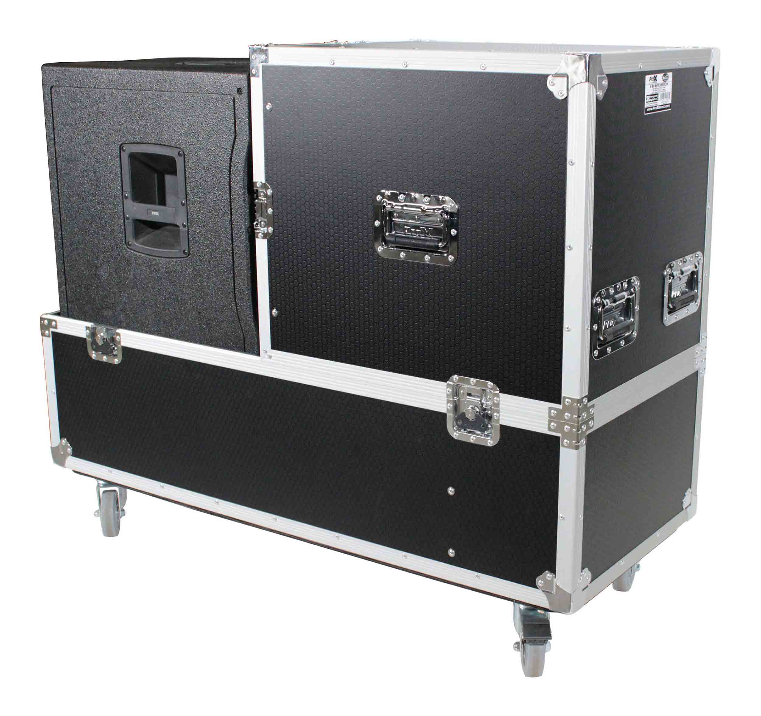 ProX X-EVO1250X2W, ATA Flight Case for 2x RCF EVOX12 or EV Evolve 50 Compact Arrays Fits Two Speakers and Subwoofers by ProX Cases