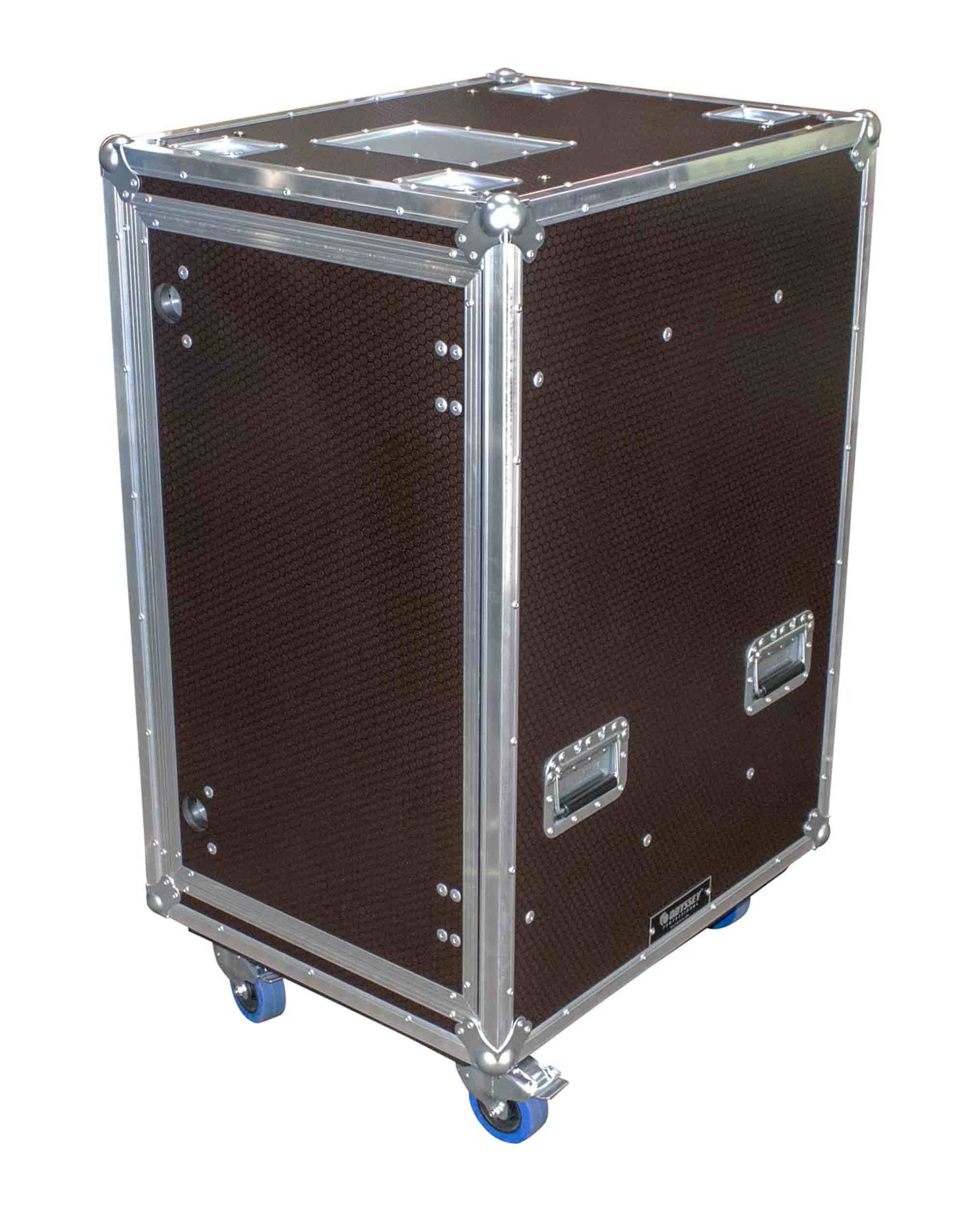 Odyssey OPSR20U243046WBRN, Professional 20U Brown Hex Board Slam Rack with Caster Wheels by Odyssey