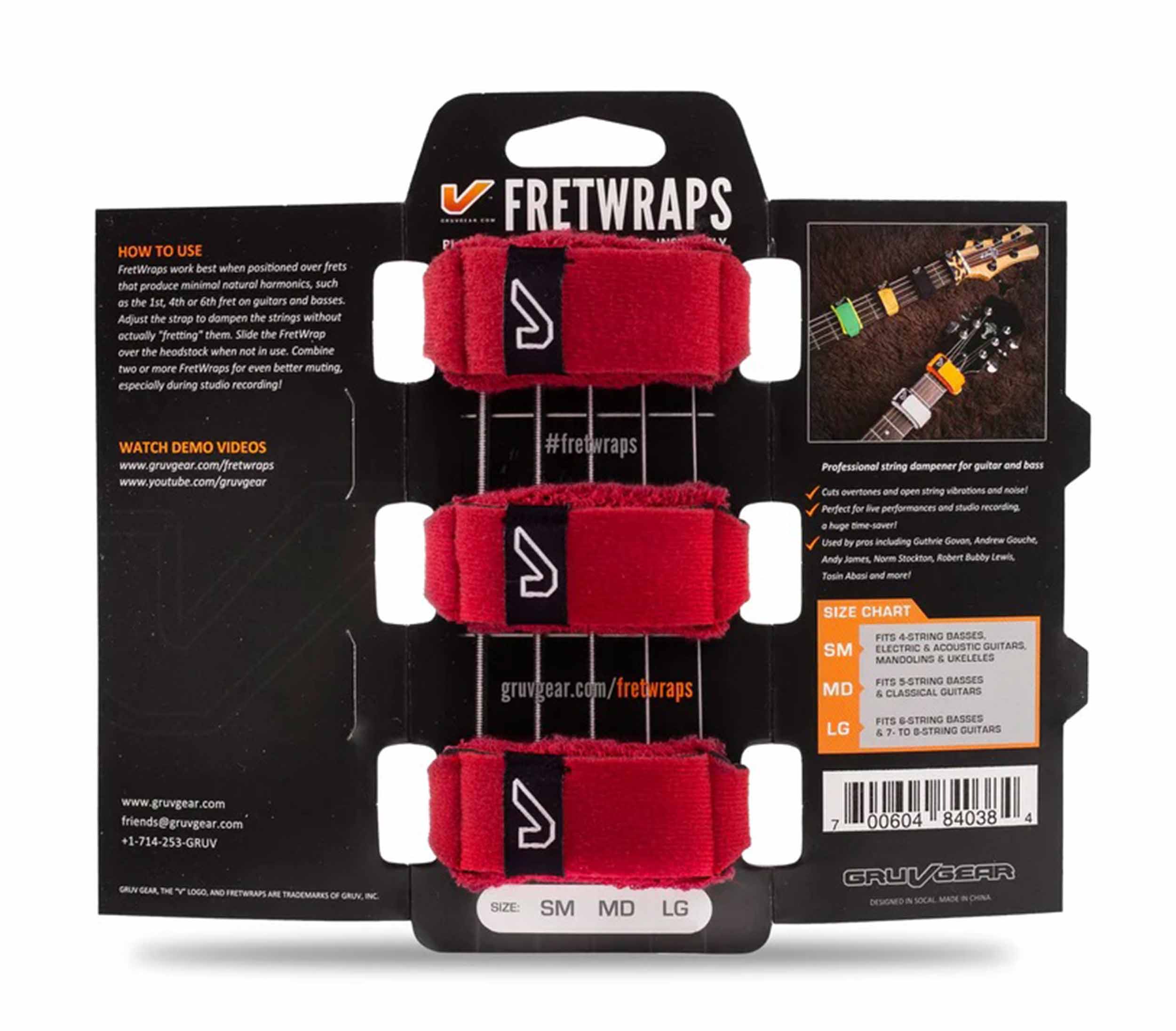 Gruv Gear HD3PKREDSM FretWraps HD Fire String Muter 3 Pack Small Red by Gruv Gear