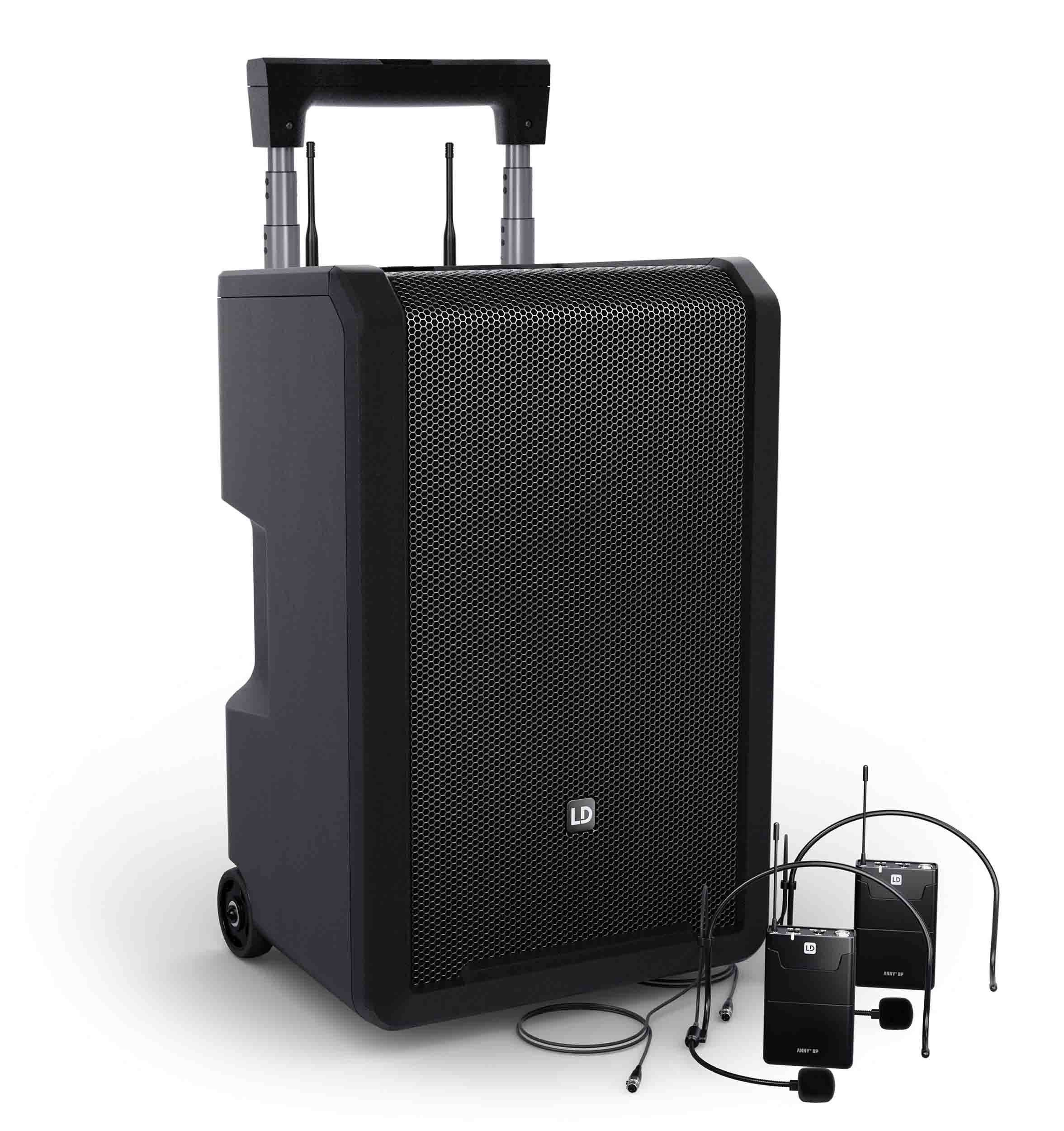LD System ANNY 10 BPH2 B5.1, 10" Portable Battery-Powered Bluetooth PA System with Mixer and 2x Headset Microphones Including Bodypacks by LD Systems