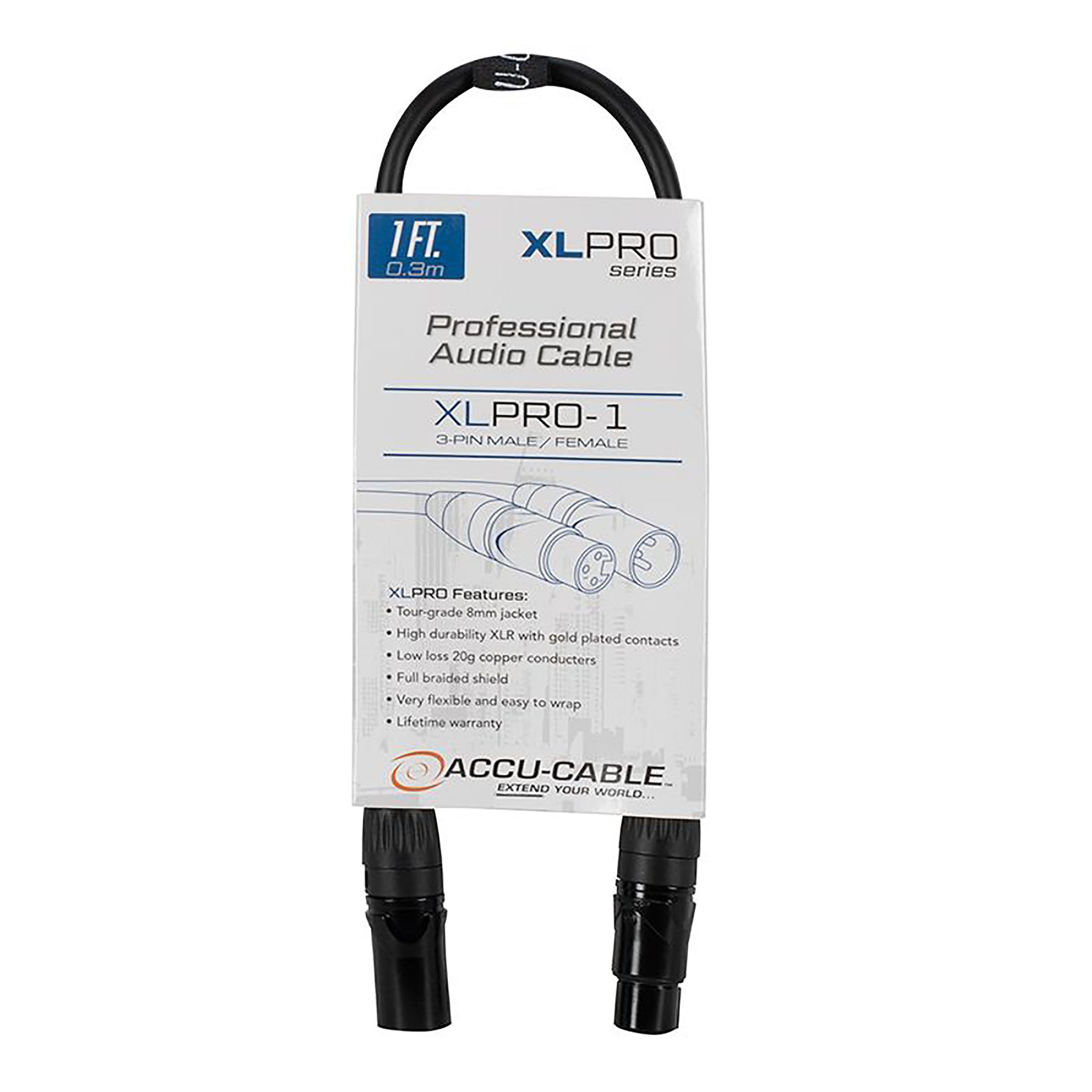 Accu-Cable XLPRO, Professional Audio Cable with Male to Female XLR Connections by Accu Cable