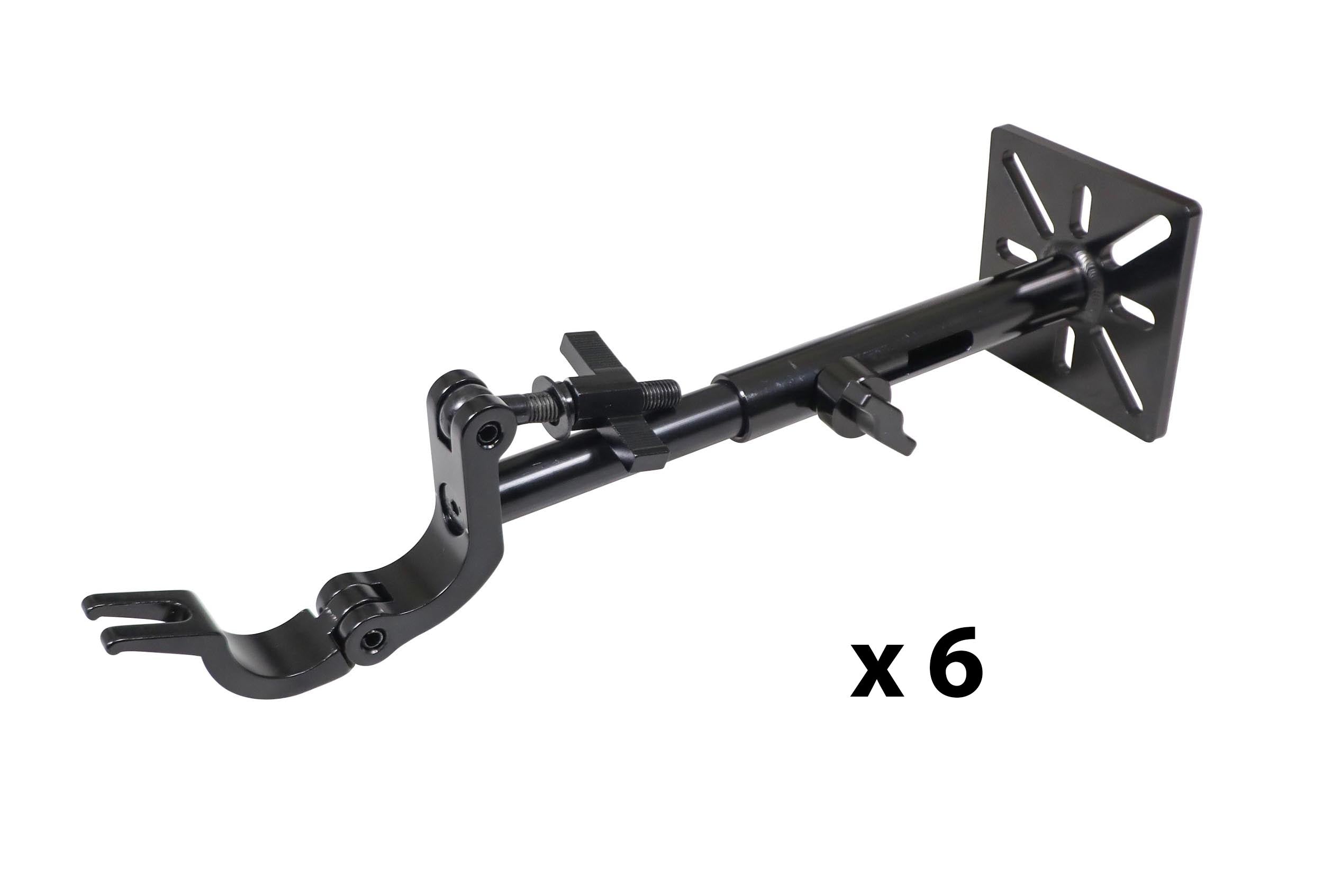 ProX XT-TC5LEDPABLK X6 DJ Package, LED Wall Mounting Plate with Extension Pole and 2" Truss Clamp - Set of 6 by ProX Cases