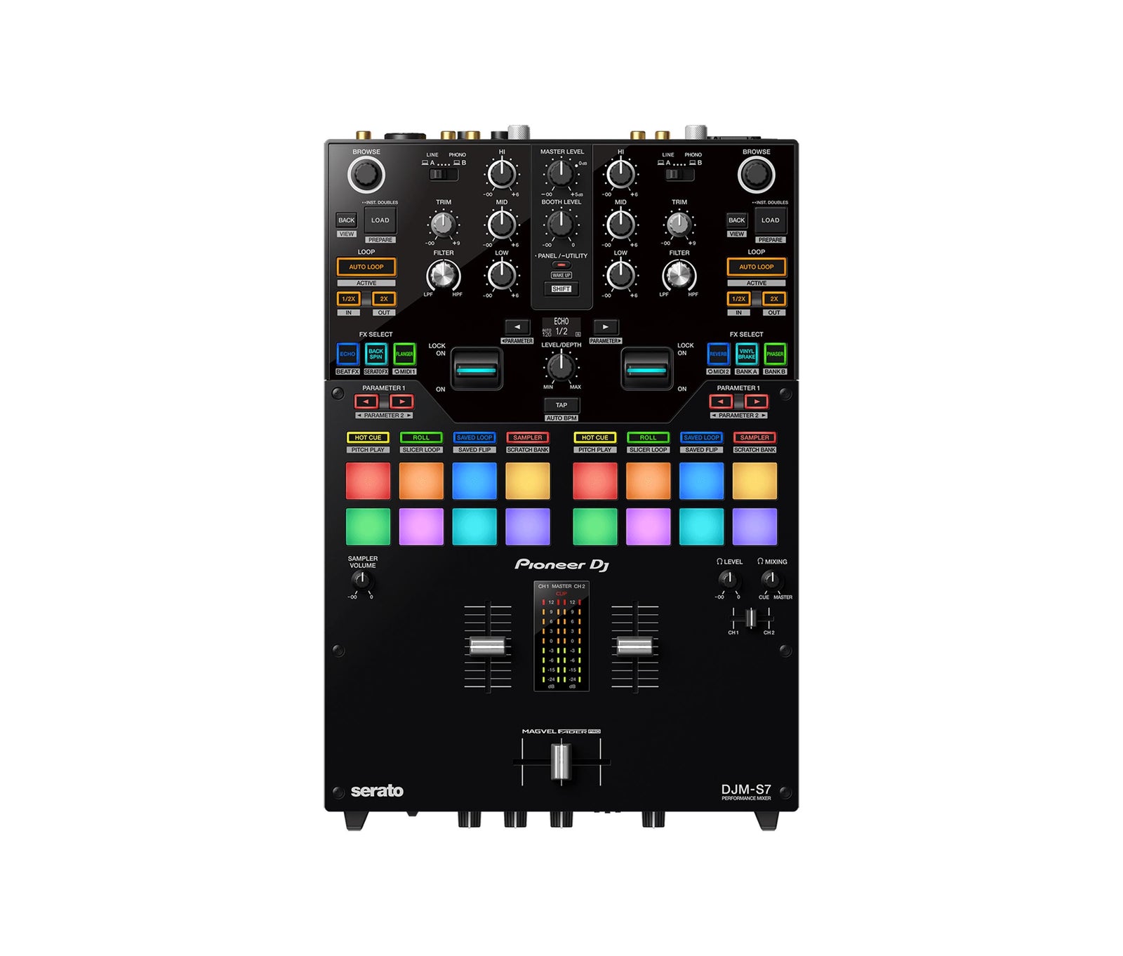 Pioneer DJ DJM-S7 Scratch-Style 2-Channel Performance DJ Mixer - Black by Pioneer DJ