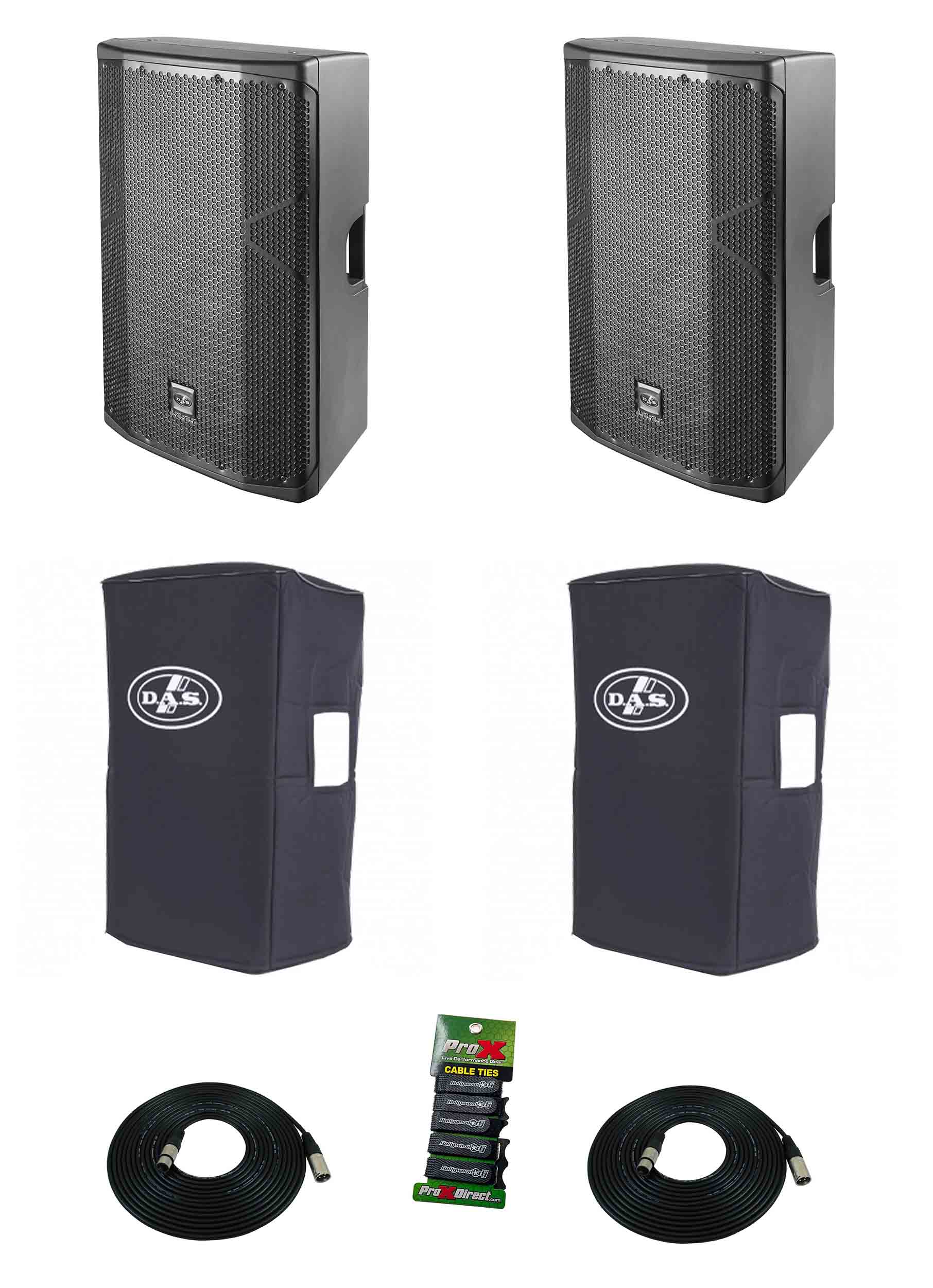 DAS Audio 415ACVRALTEA15 Powered Speakers DJ Package with Covers by DAS Audio