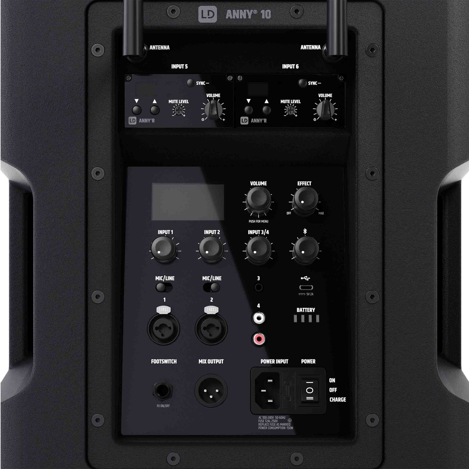 LD System ANNY 10 HHD 2 B4.7, 10" Portable Battery-Powered Bluetooth PA System with Mixer and 2x Wireless Handheld Microphones by LD Systems