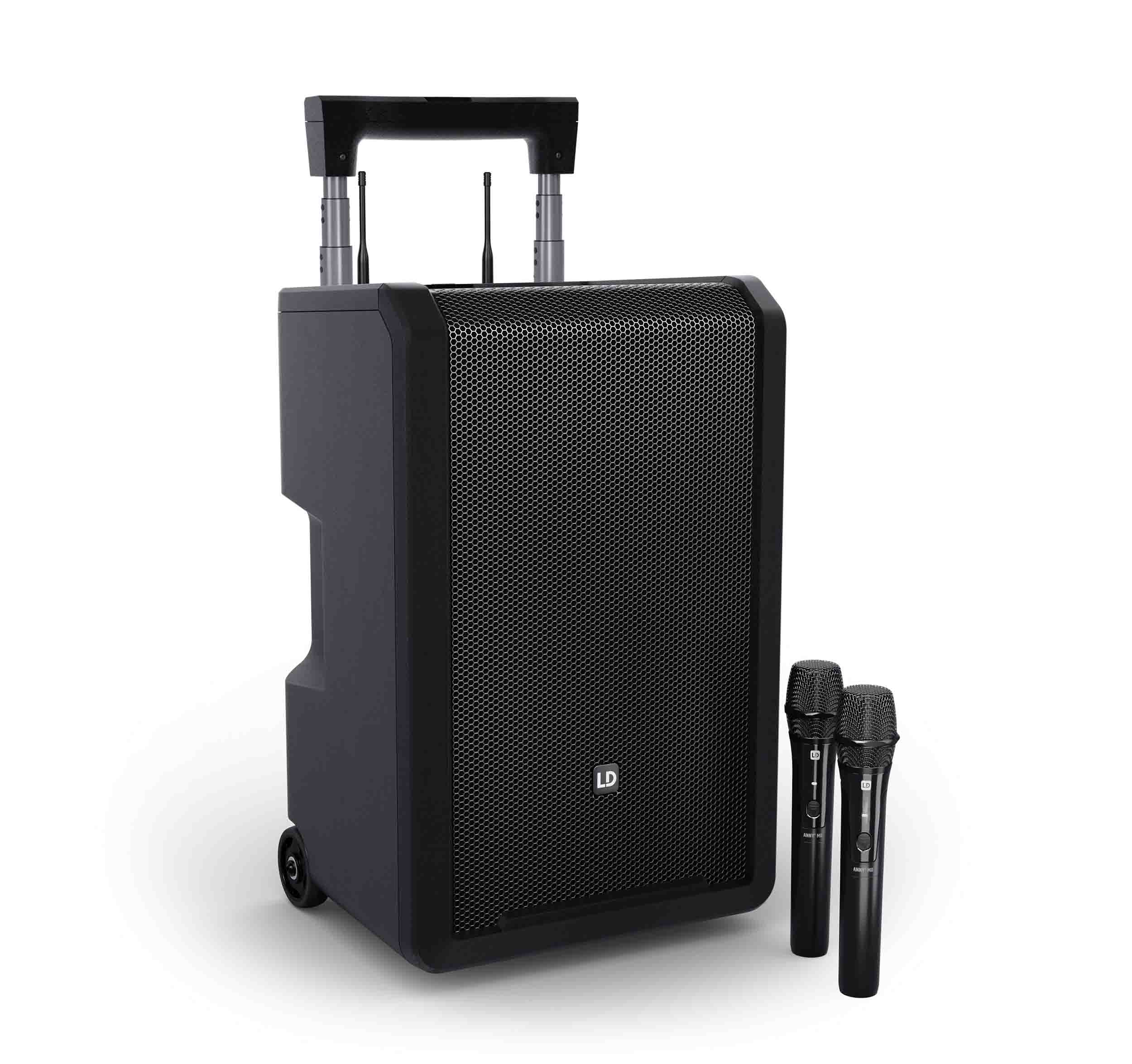 LD System ANNY 10 HHD 2 B4.7, 10" Portable Battery-Powered Bluetooth PA System with Mixer and 2x Wireless Handheld Microphones by LD Systems