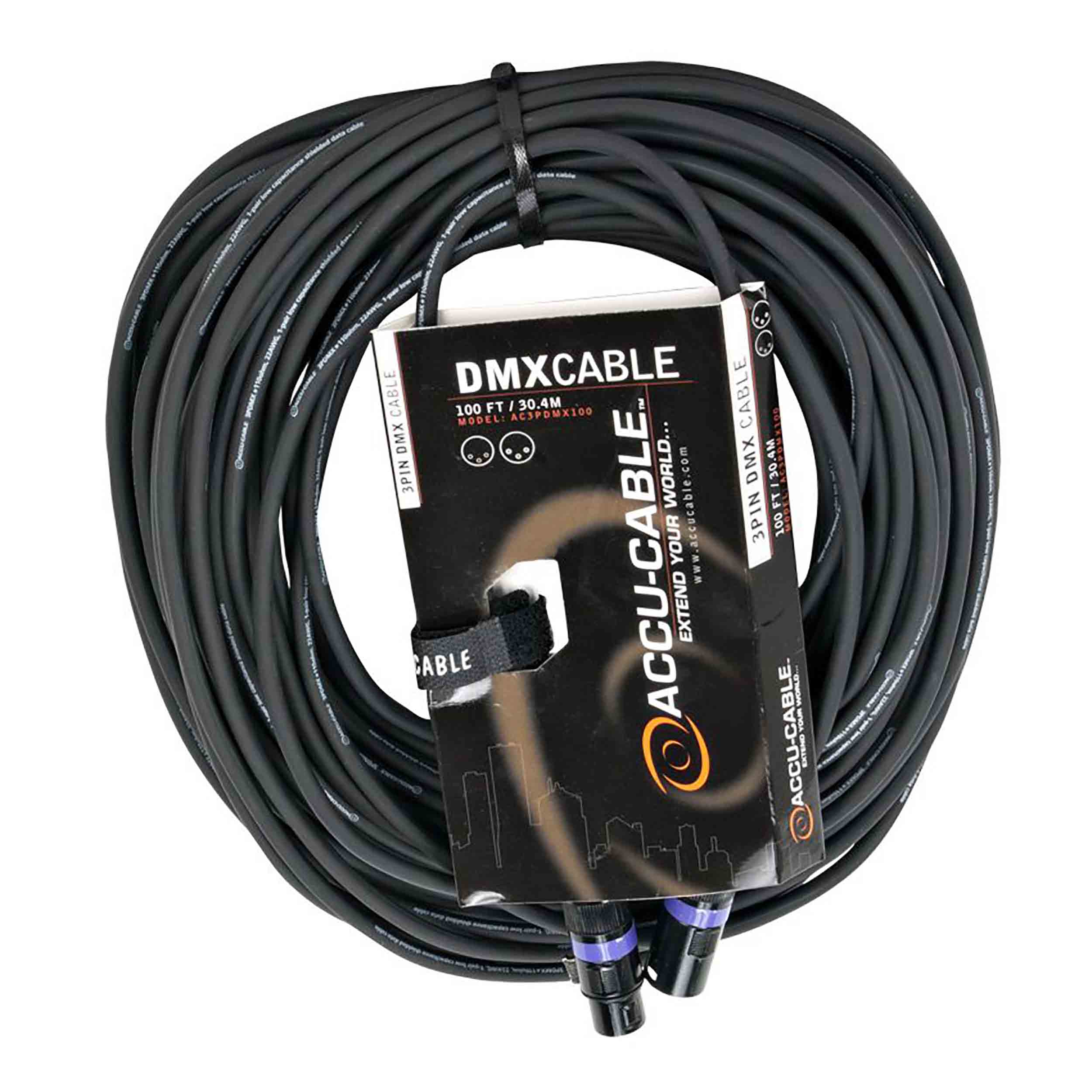 Accu-Cable AC3PDMX, 3-Pin Male To 3-Pin Female Connection DMX Cable by Accu Cable