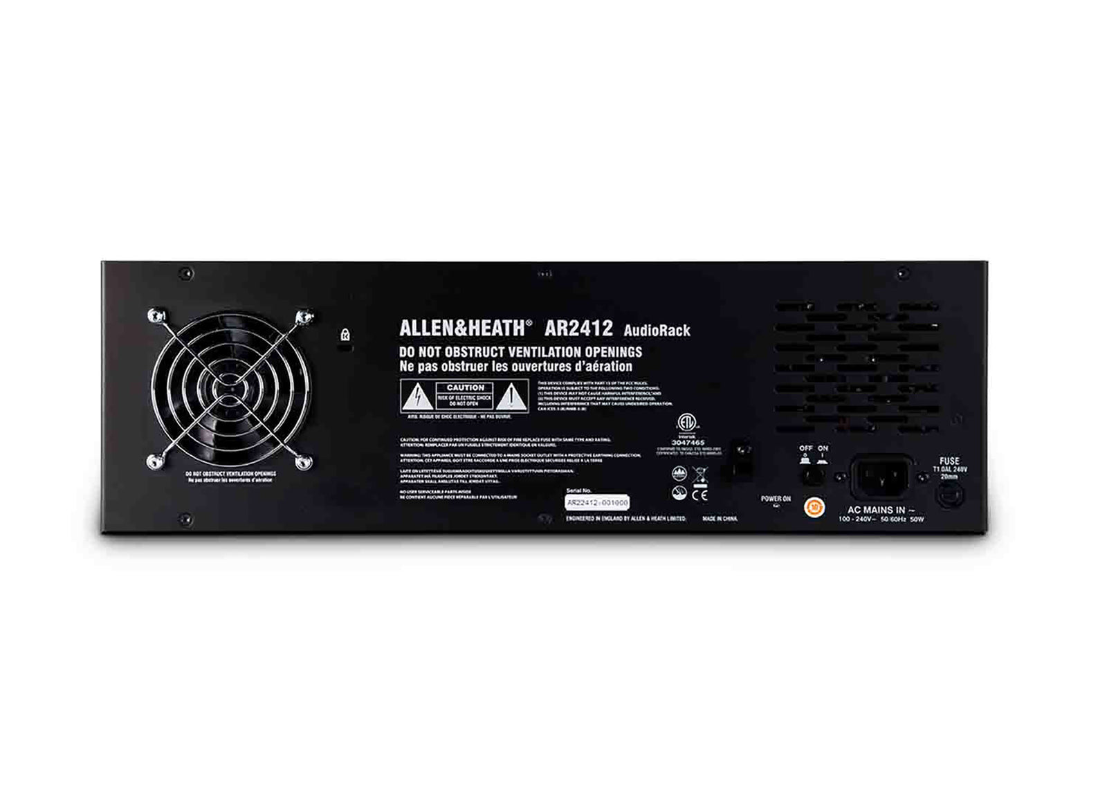 Allen & Heath AR-2412, 24x12 Main Remote Stage Rack for GLD, SQ and Qu Mixers - Black by ALLEN & HEATH