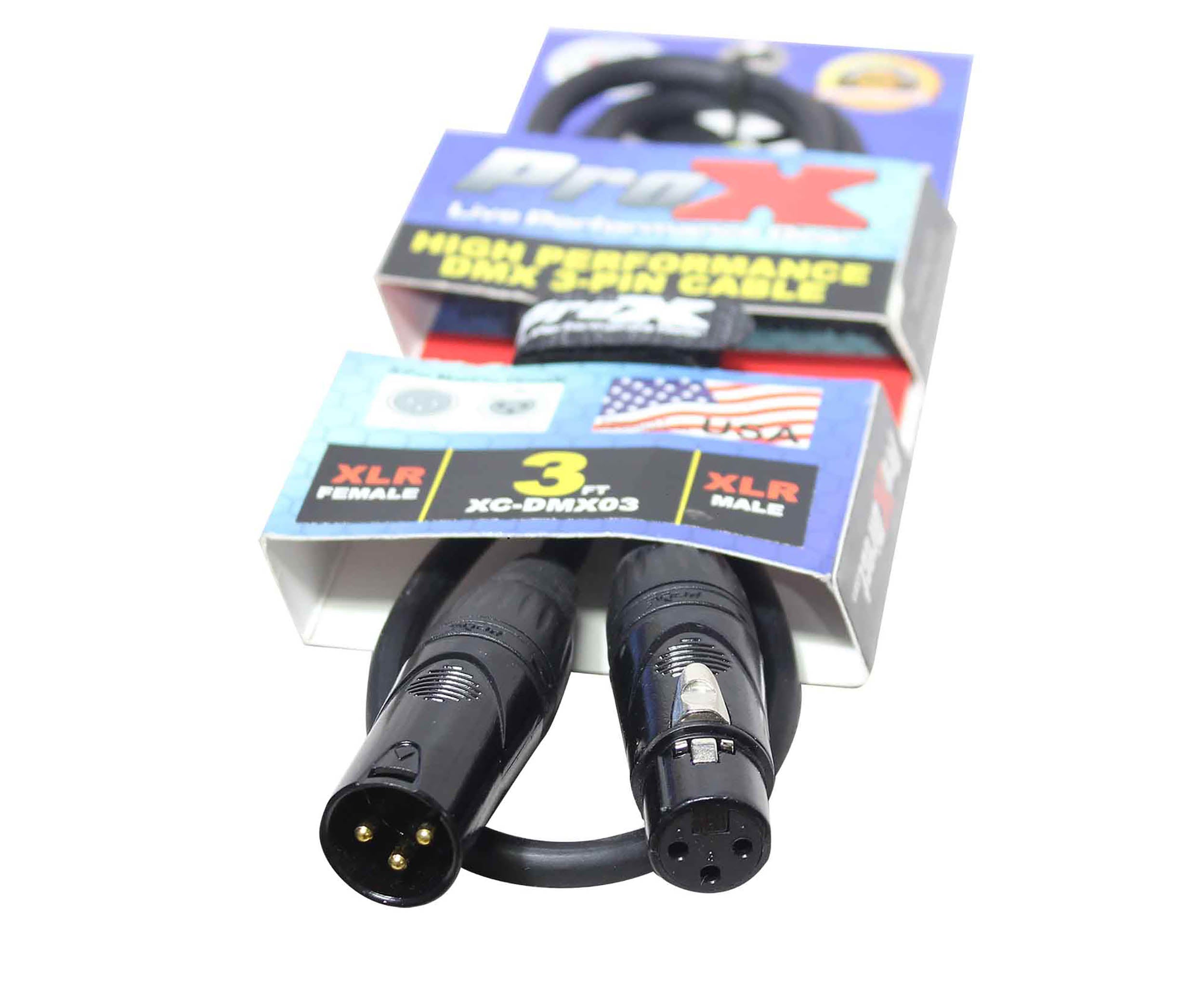 ProX XC-DMX03, DMX XLR3-M to XLR3-F High Performance Cable - 3 Ft by ProX Cases