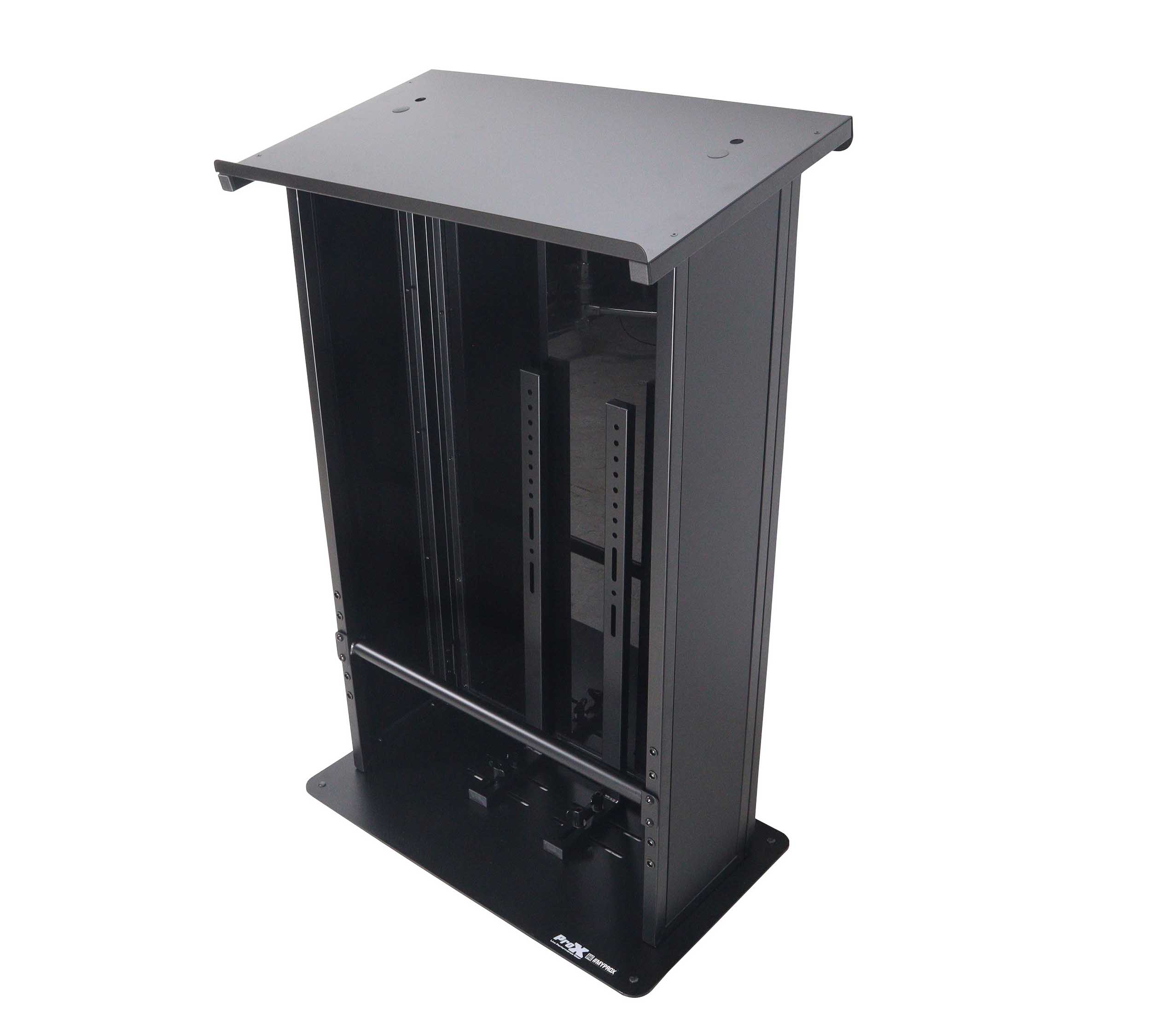 ProX X-MAESTROMEDIABL, Maestro Multi-Media Lectern Podium for LED Flatscreen TVs up to 32" with 2 Gooseneck Mic Stands - Black by ProX Cases