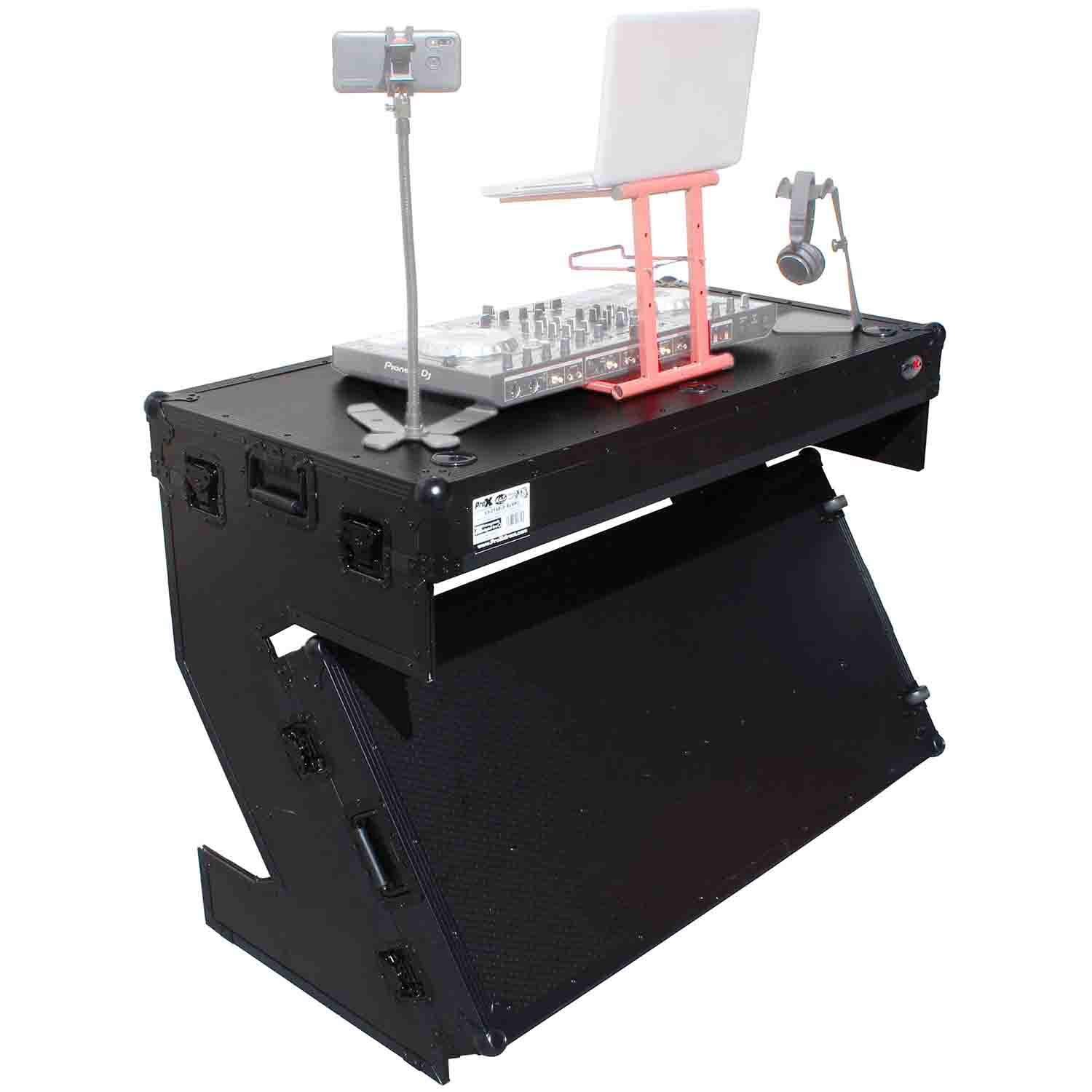 ProX XS-ZTABLEBLMK2, Z-Style Flight Case DJ Table Workstation with Handles and Wheels - Black Finish by ProX Cases