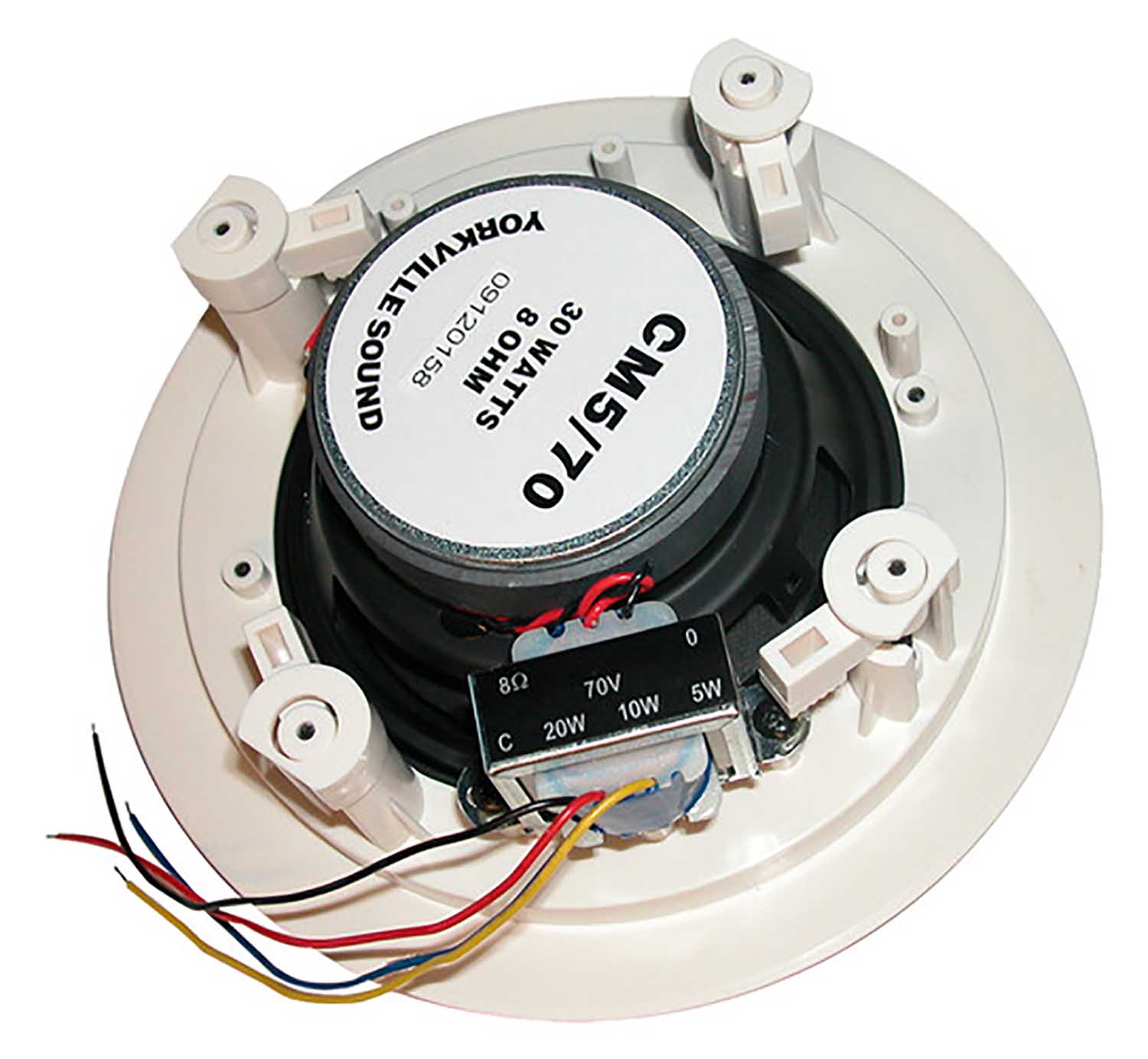 Yorkville Sound CM5/70, Ceiling Mount 5 Inch Speaker 30W with Metal Grill Mounting Hardware 70 Volt - White by Yorkville