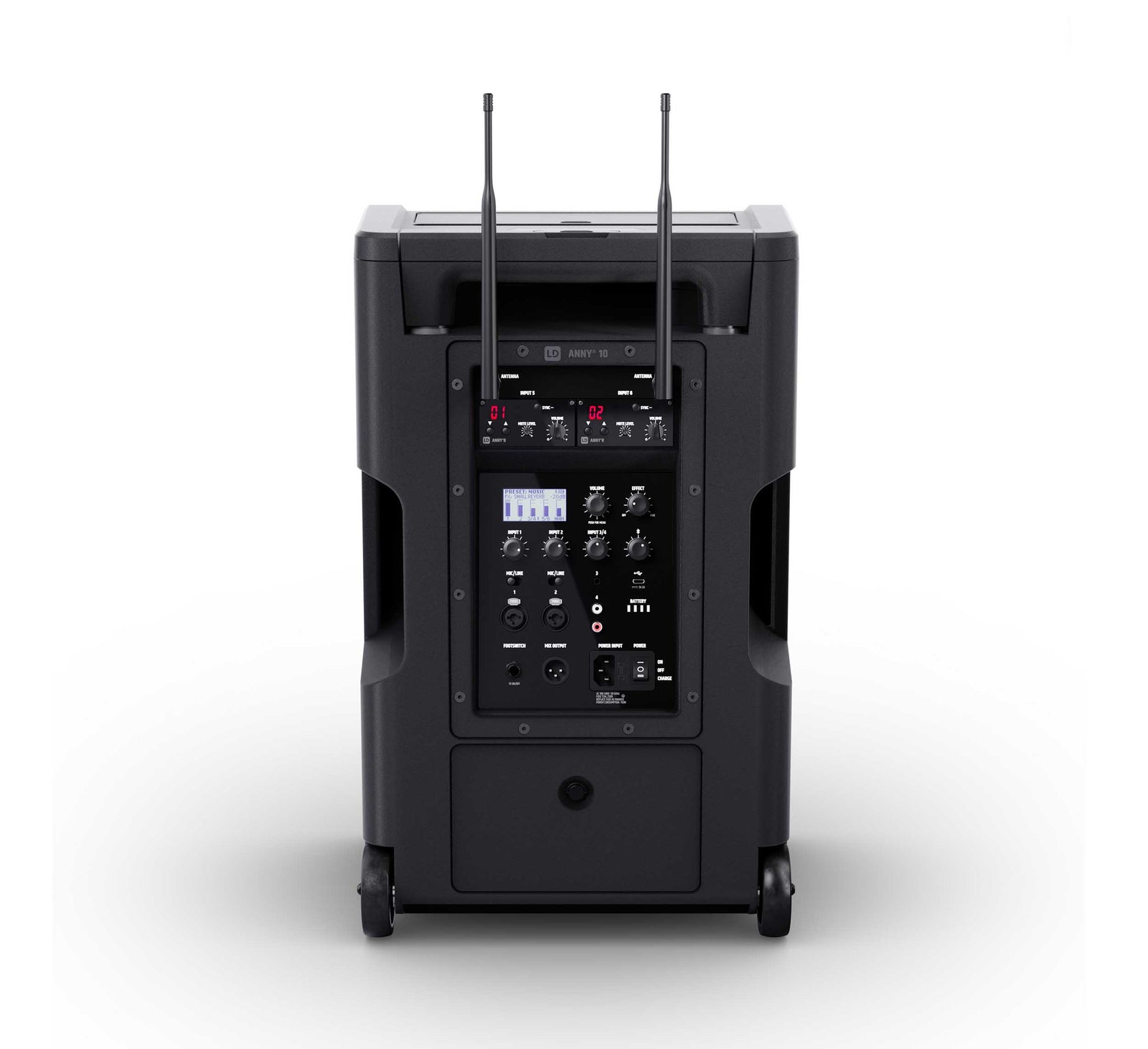 LD System ANNY 10 HHD 2 B5.1, 10" Portable Battery-Powered Bluetooth PA System with Mixer and 2x Wireless Handheld Microphones by LD Systems