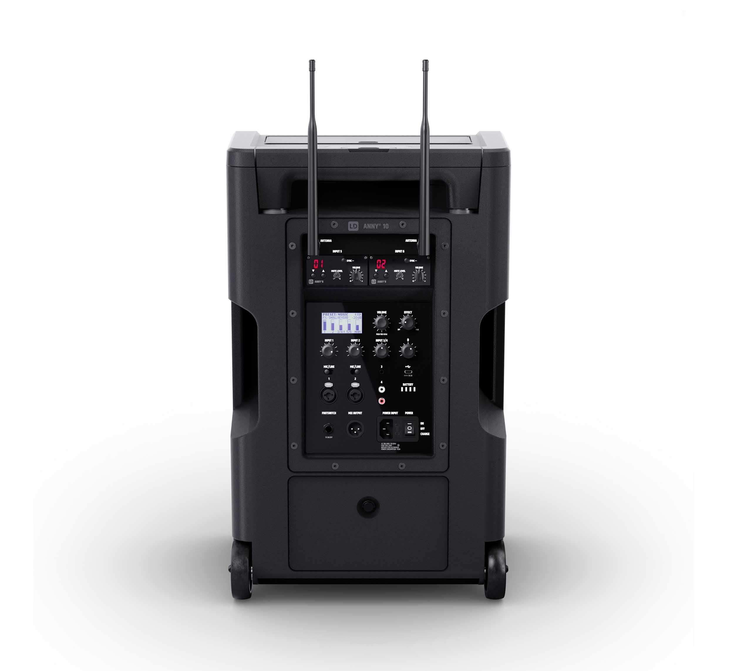 LD System ANNY 10 HHD 2 B5.1, 10" Portable Battery-Powered Bluetooth PA System with Mixer and 2x Wireless Handheld Microphones by LD Systems