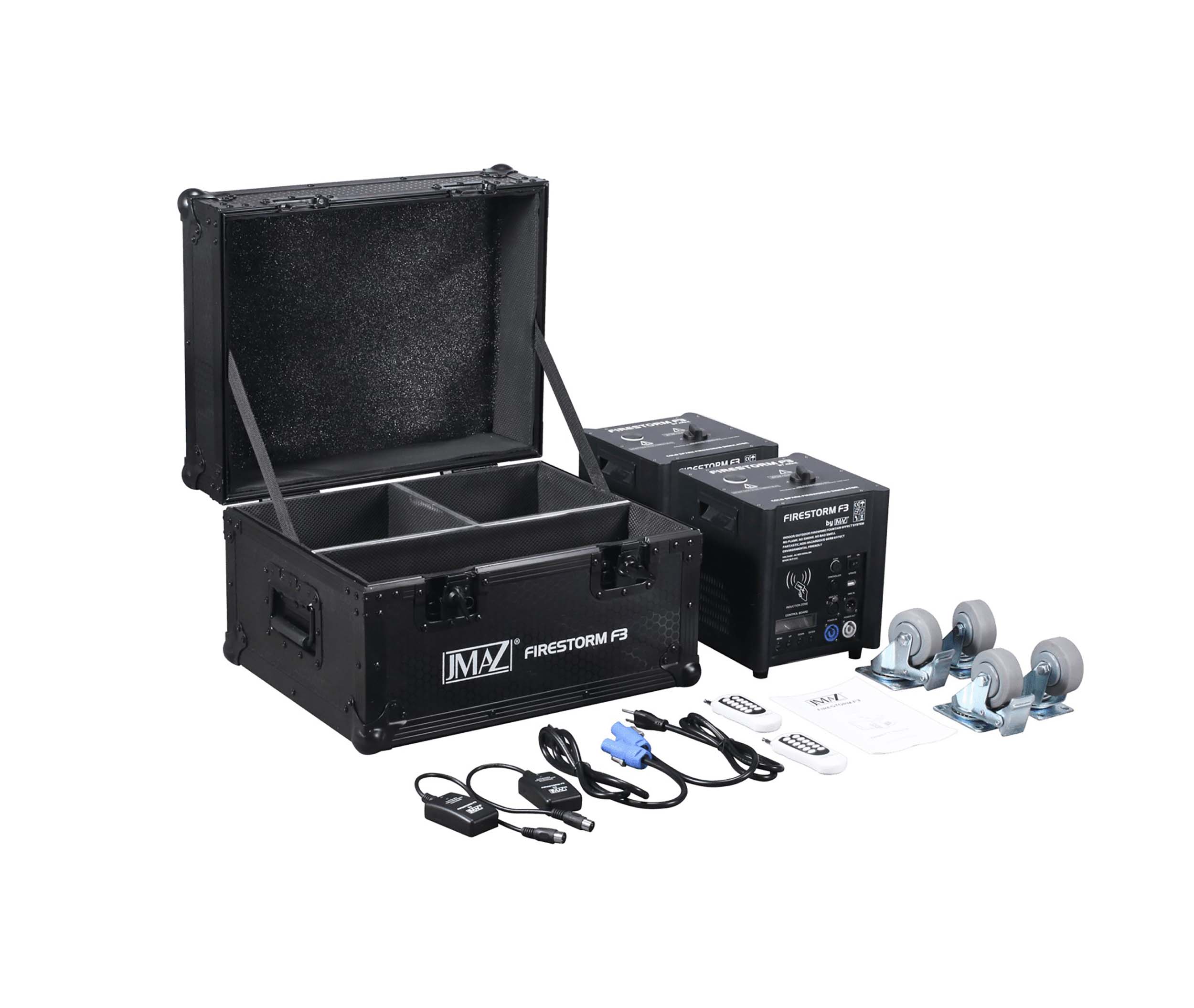 JMAZ JZ4009 2 Firestorm F3 Units in Black Finish, 2 Packs of Granule, and 2 Unit Road Case by JMAZ