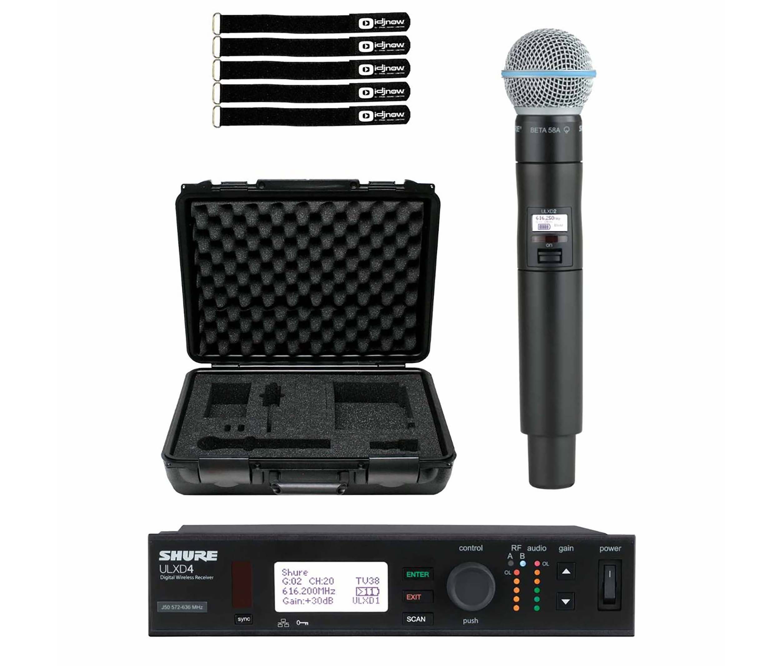 Shure ULXD2/B58-G50-PK, Digital Handheld Transmitter Package with Beta 58A Capsule with ULXD4 Receiver and Case by ProX Cases