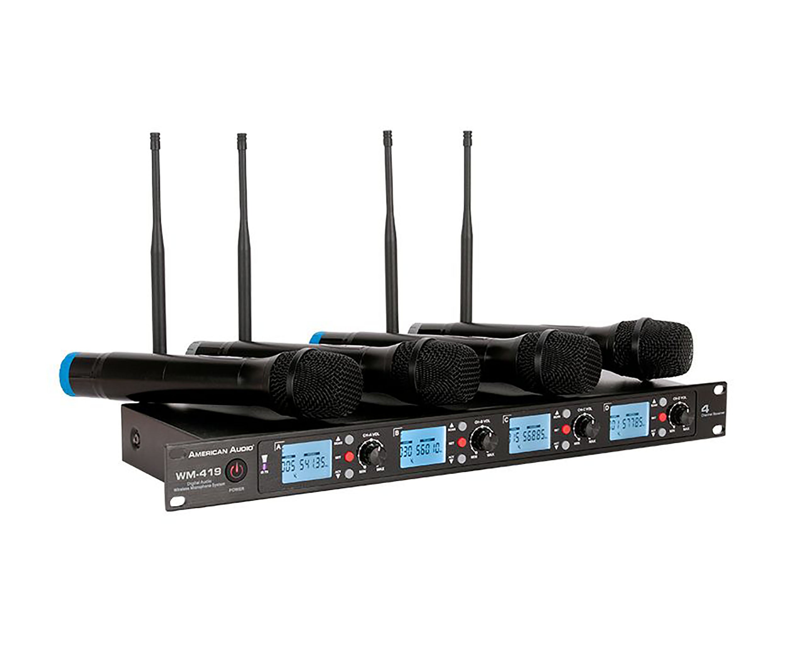 American Audio WM-419, 4-Channel Wireless UHF Handheld Microphone System by American Audio