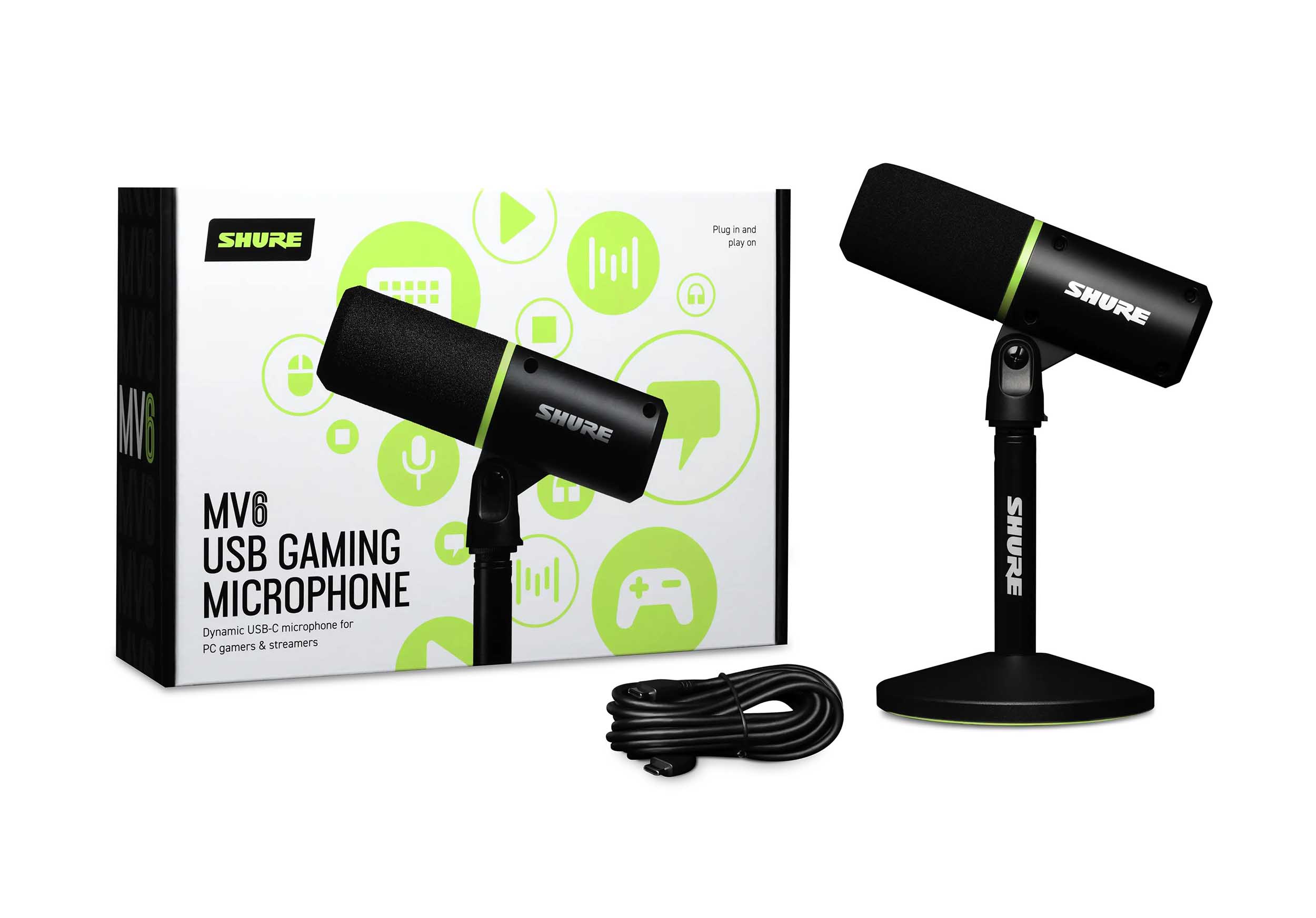 Shure MV6 USB Cardioid Dynamic Microphone for PC Gamers and Streamers by Shure