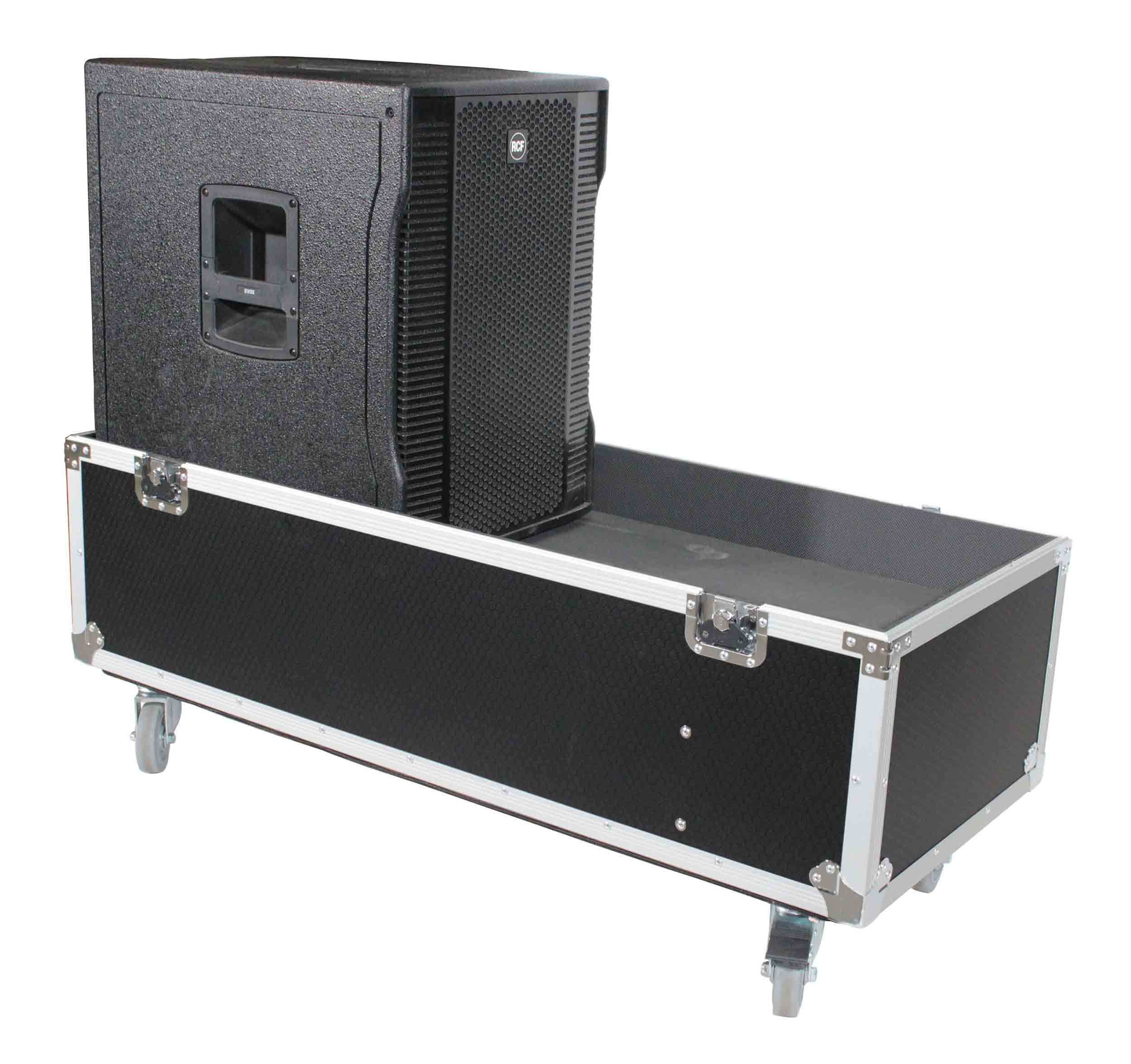 ProX X-EVO1250X2W, ATA Flight Case for 2x RCF EVOX12 or EV Evolve 50 Compact Arrays Fits Two Speakers and Subwoofers by ProX Cases