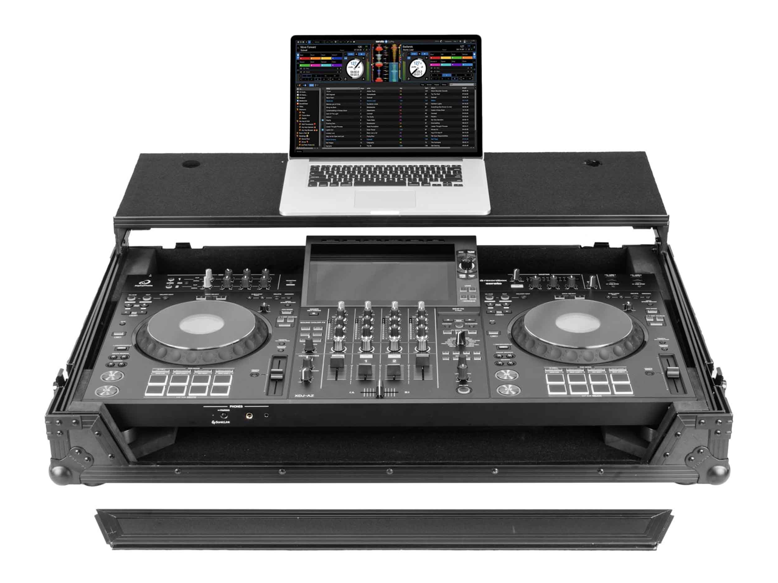 Odyssey FZGSXDJAZWBL Flight Case for AlphaTheta XDJ-AZ Black Label with Glide Style Laptop Platform and Wheels by Odyssey