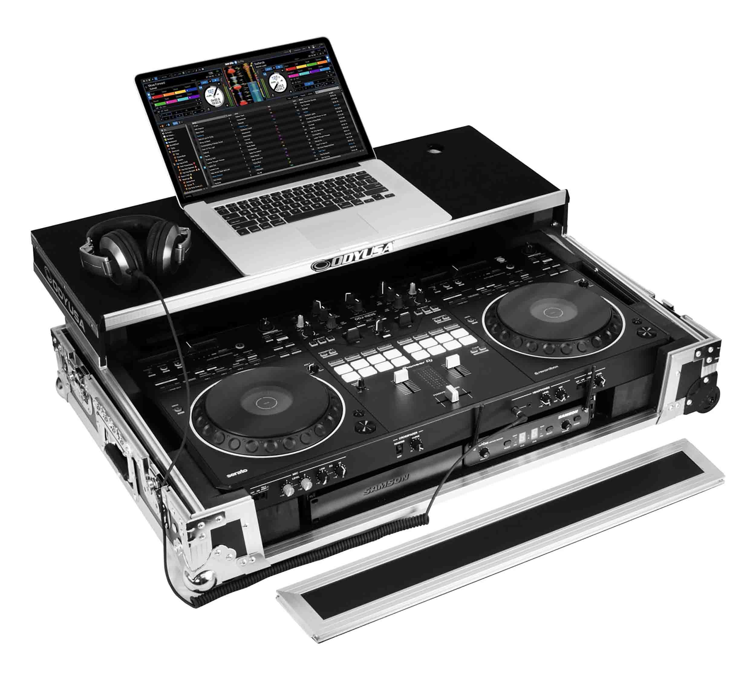 Odyssey FZGSDDJREV5CW, 1U Flight Case for DDJ-REV5 with Glide Style Laptop Platform and Corner Wheels by Odyssey
